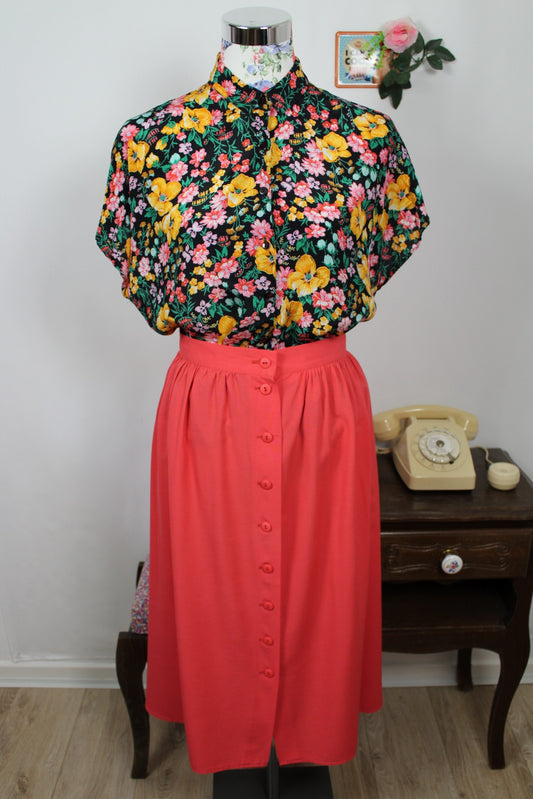 🌸🍒Chemise manches courtes vintage 90's style prairie ultra fleurie - Taille 40/42🍒🌸