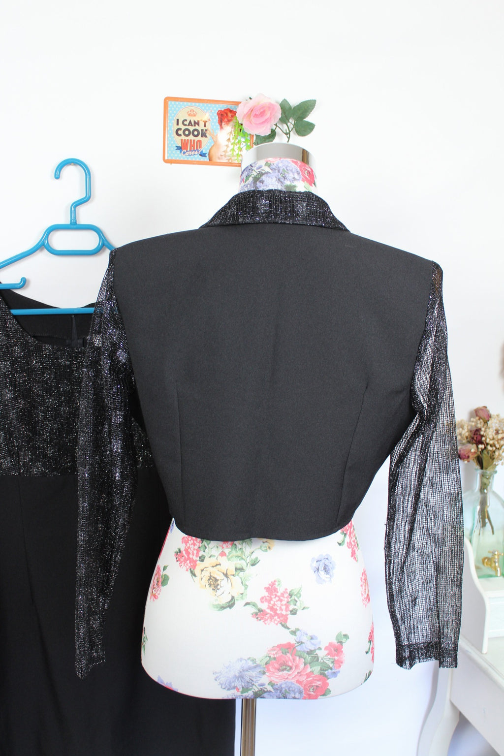 ✨Ensemble de soirée noir vintage 90s - robe + Boléro manches pailletées✨