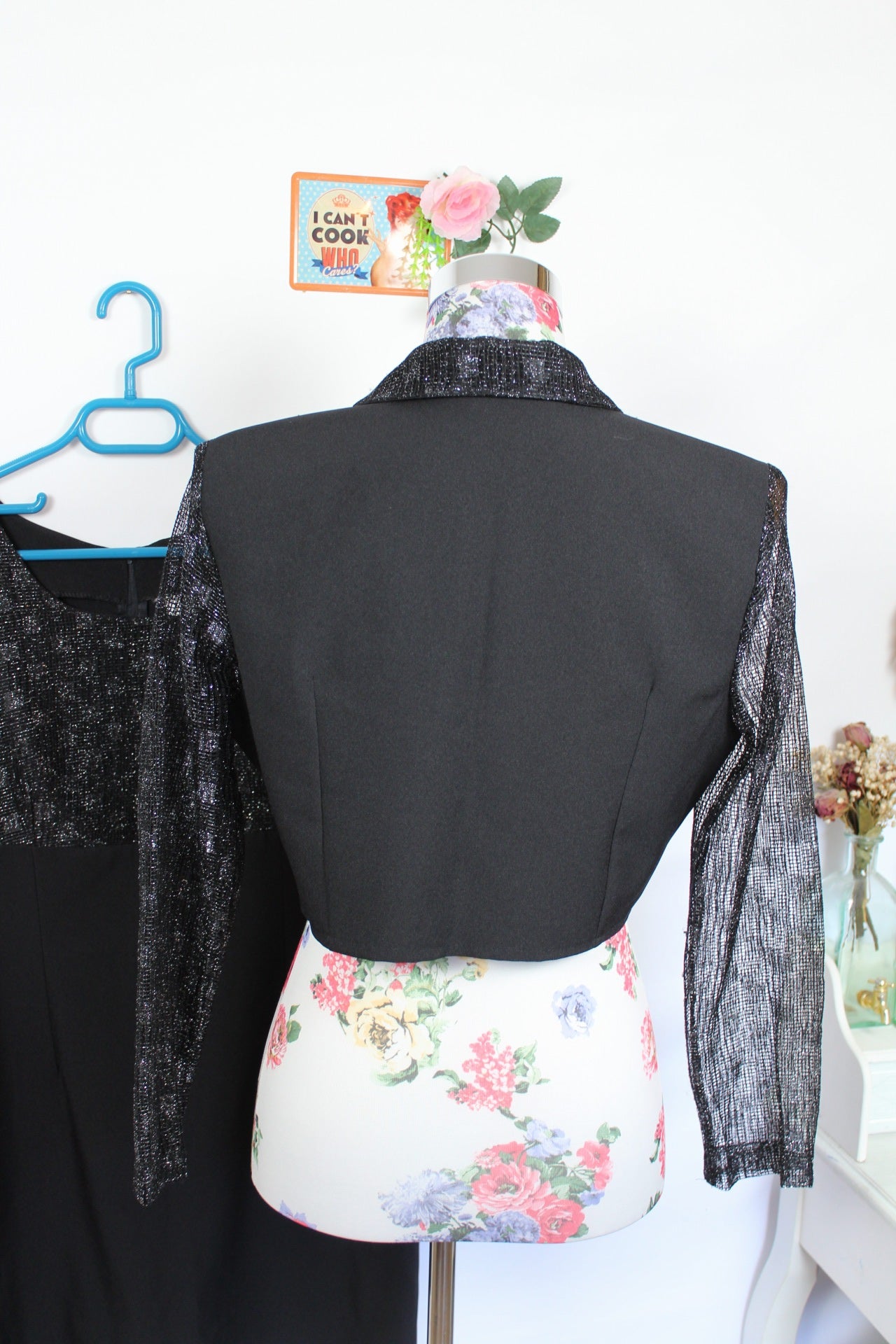 ✨Ensemble de soirée noir vintage 90s - robe + Boléro manches pailletées✨