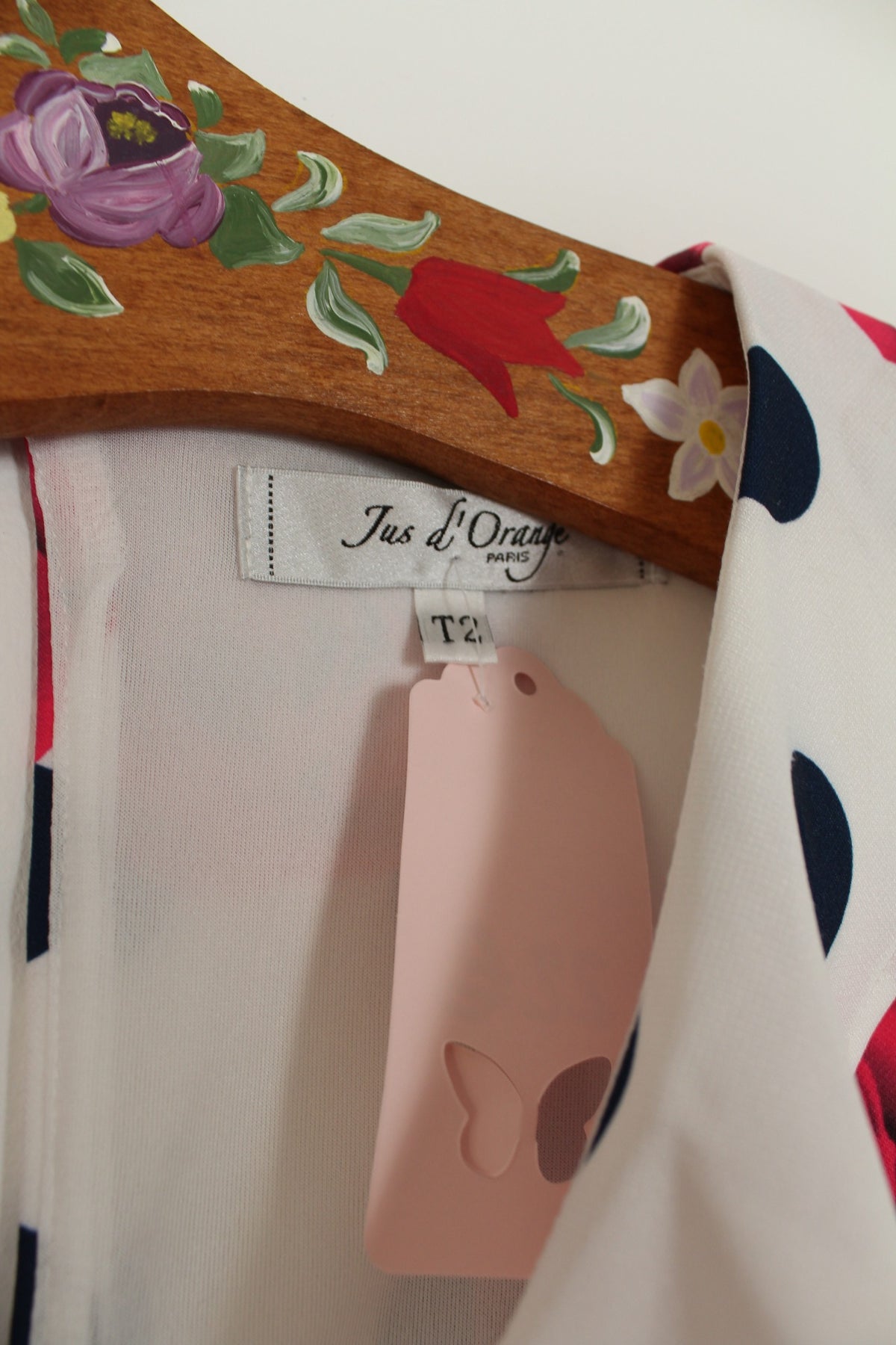 🌸🍒Robe rockabilly/pin-up pois marine & roses fuchsia - Jus d'Orange - Taille 38🍒🌸