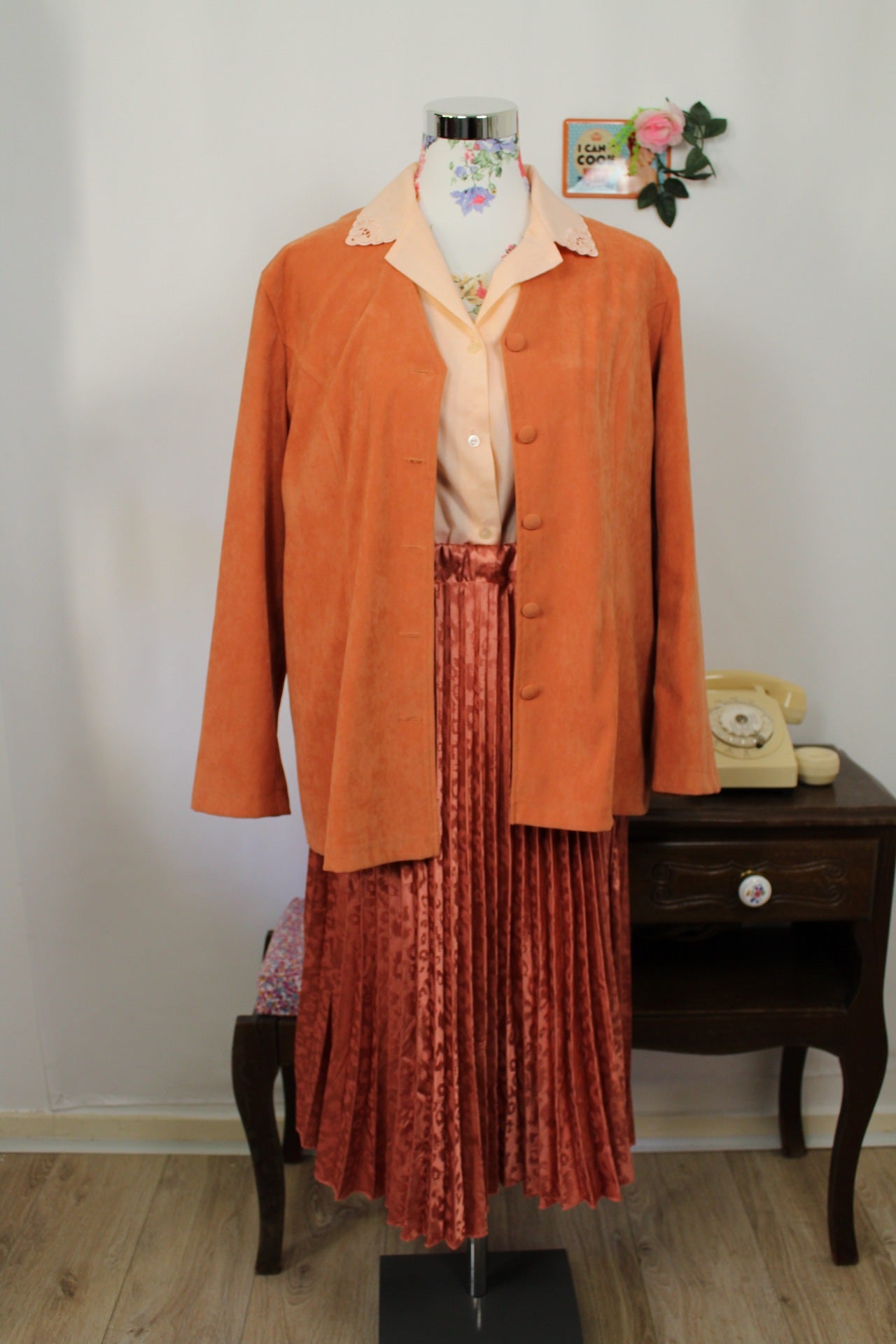 🌸🍒Jupe léopard vintage 90's plissée made in Italy - terracotta & satinée - Taille 36/38🍒🌸🌸