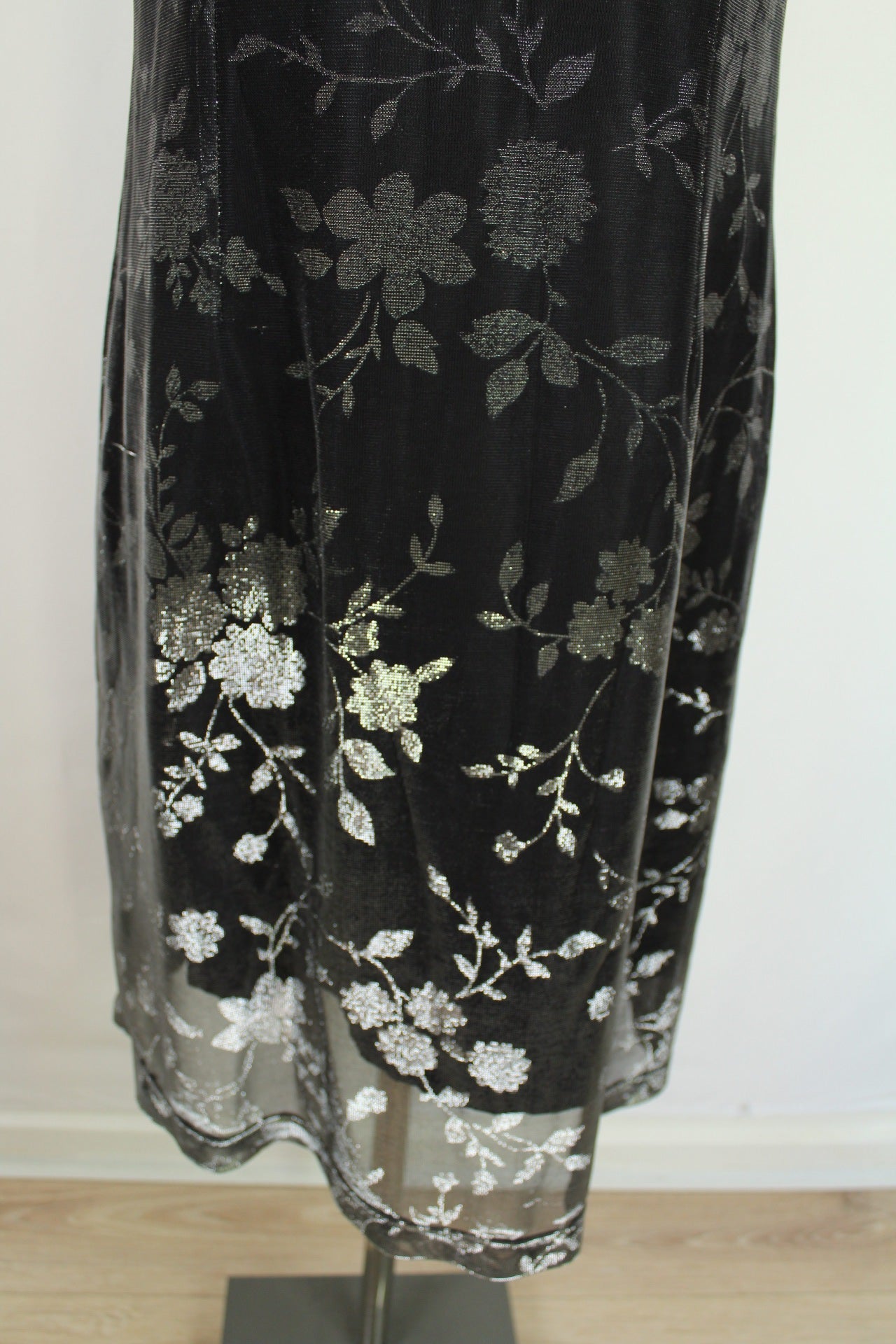 ✨Robe de soirée noire & argent vintage 90's - effet brocard pailleté✨