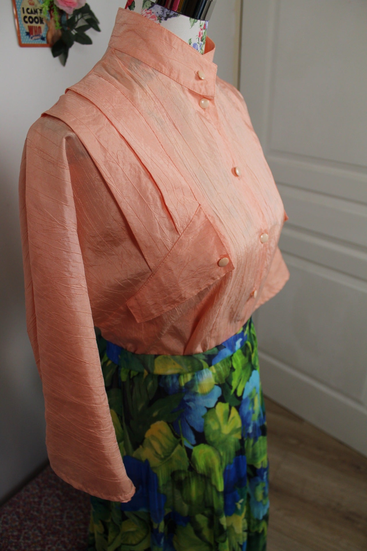 🌸🍒Chemise vintage 80/90's rose pêche - coupe & manches amples - Taille 40/42🍒🌸