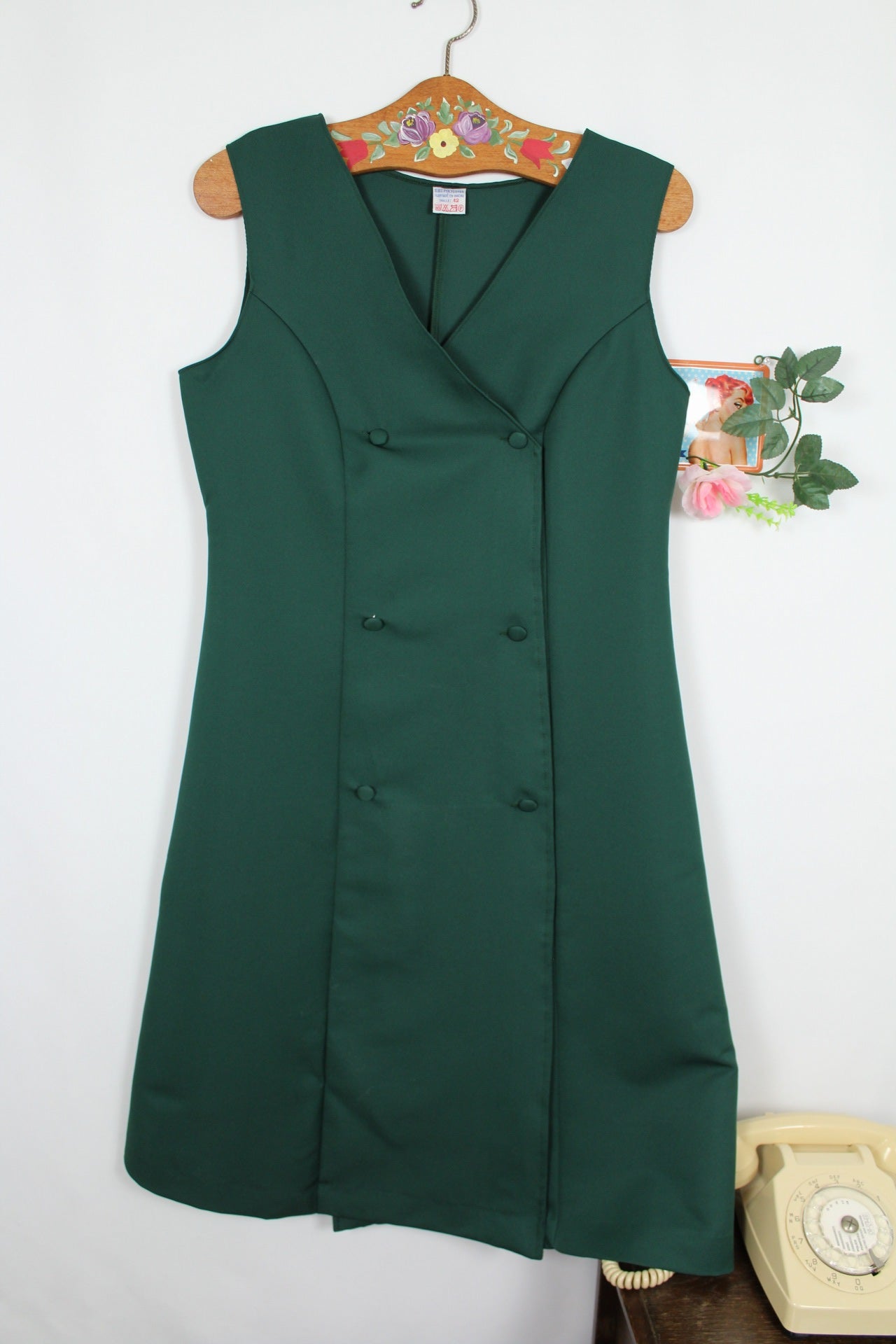 🌸🍒Robe vintage 90's vert sapin - coupe croisée - Taille 40🍒🌸