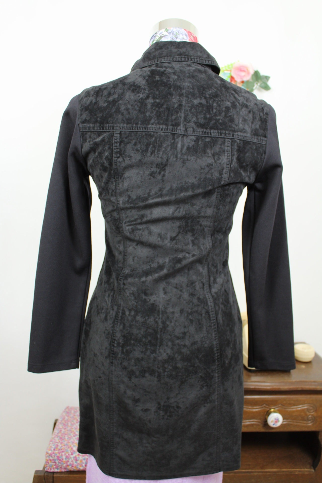 🍒🌸Veste longue vintage 90s/2000s effet daim noir - Scenic made in France - Taille 4/36