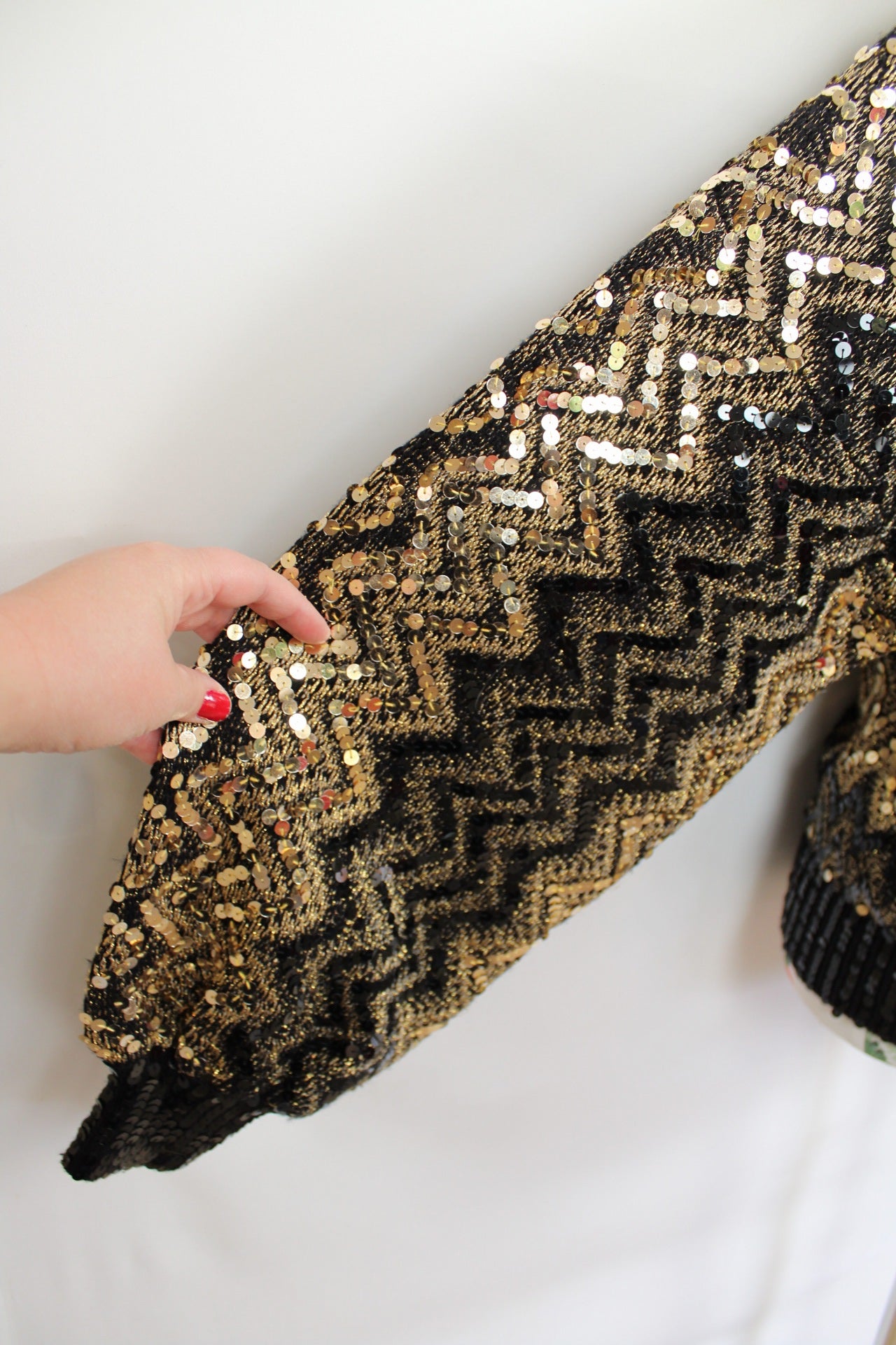 ✨Pull vintage 80's à sequins dorés & manches chauve-souris - party glam✨