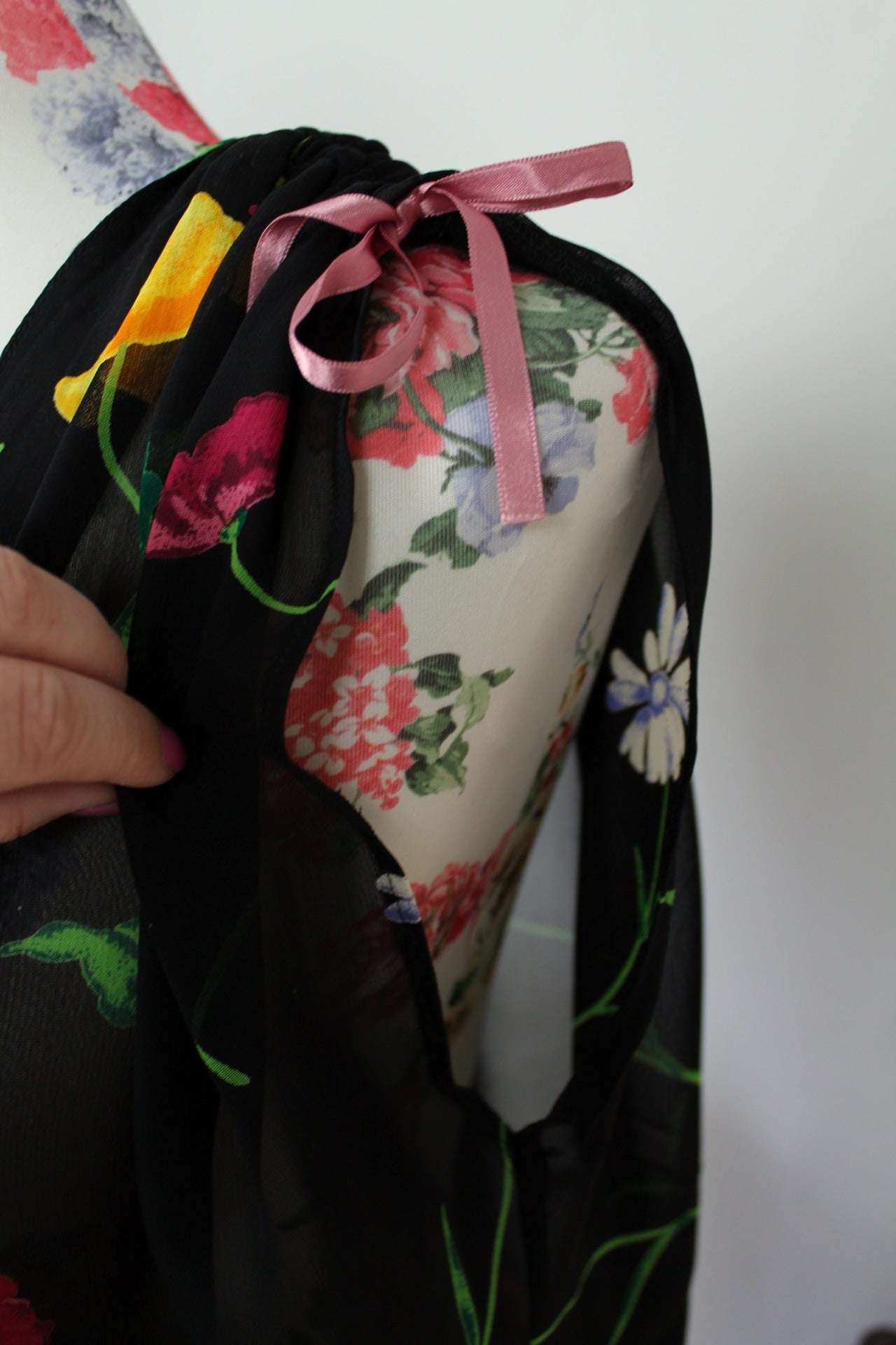 🌸🍒Blouse vintage 90's fait main fleurie - épaules à nouer - Taille 40/42🍒🌸
