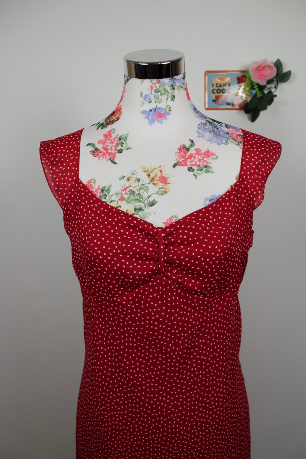 🌸Robe pin-up vintage 90's C&A Yessica - rouge à pois blancs chic 🍒