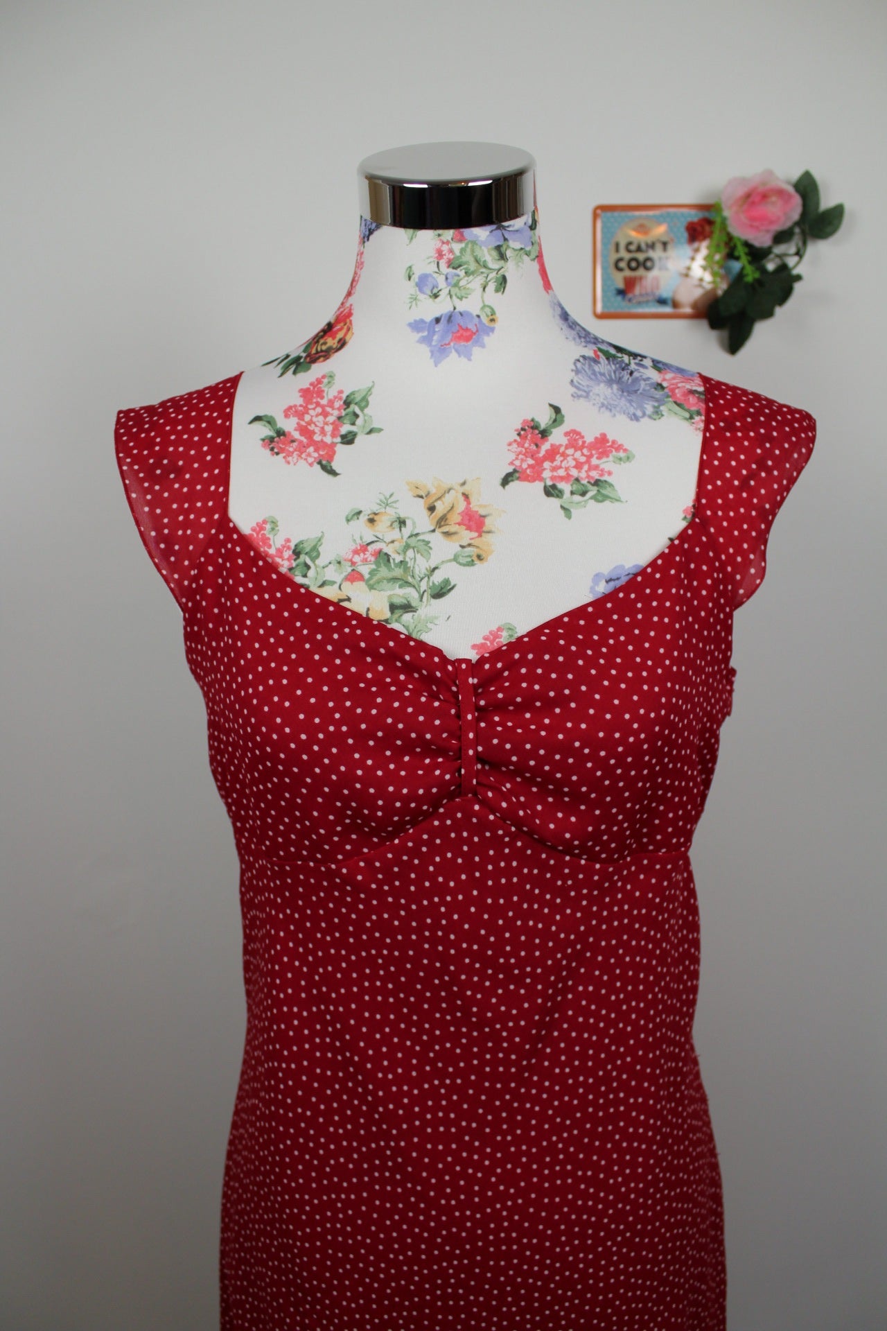🌸Robe pin-up vintage 90's C&A Yessica - rouge à pois blancs chic 🍒