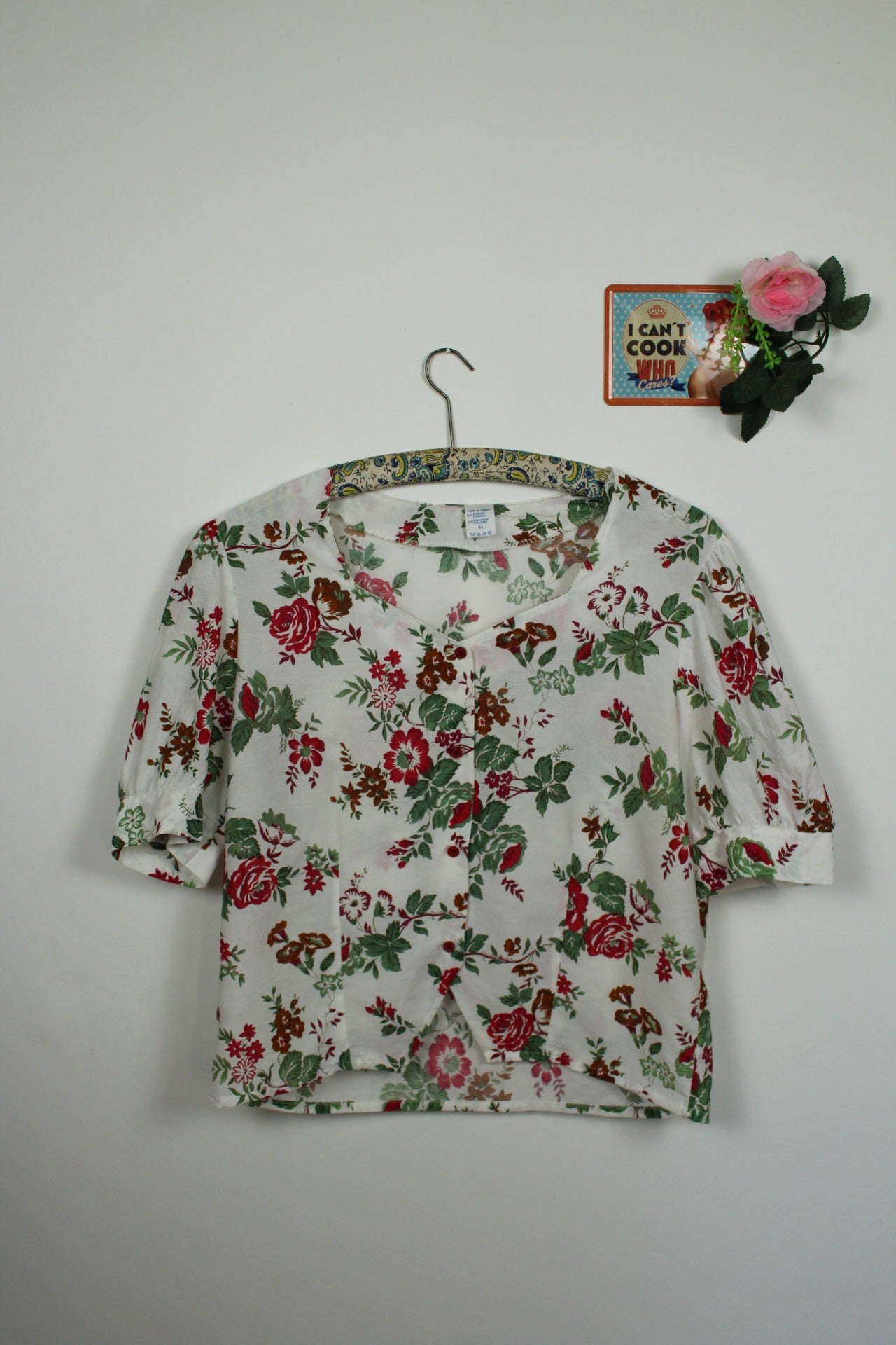 🌸Blouse fleurie vintage 80's - manches bouffantes romantiques🍒