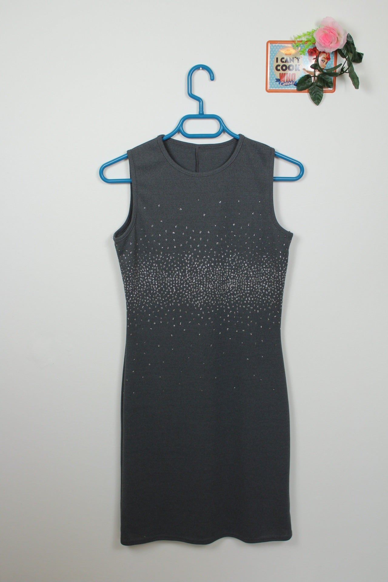 ✨Robe de soirée vintage grise à strass 90's - made in U.K✨