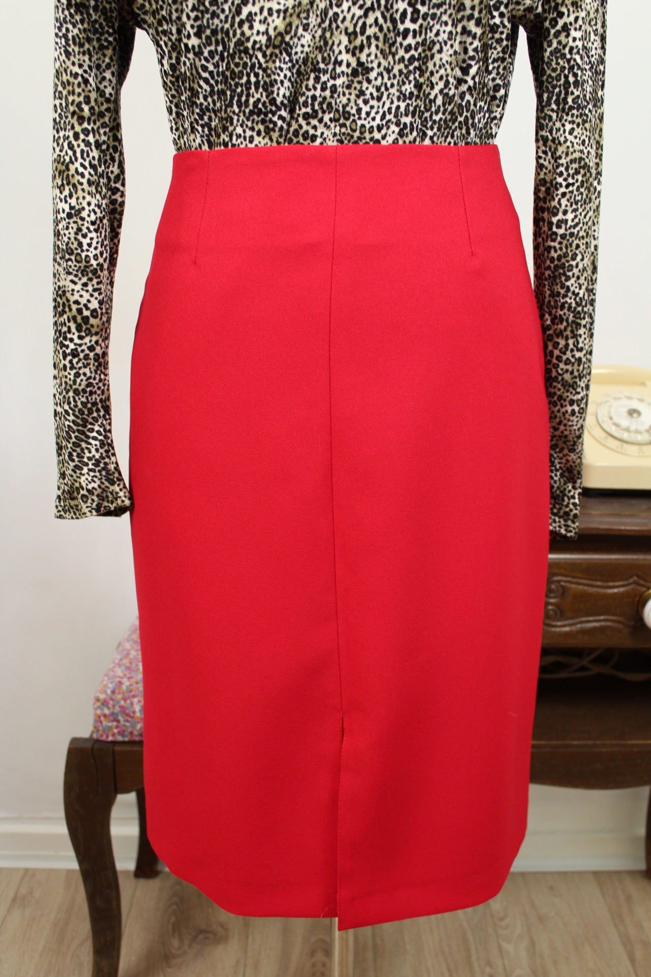🌸🍒Jupe crayon vintage 80's rouge vif - pin-up/rockabilly- Taille 38🍒🌸