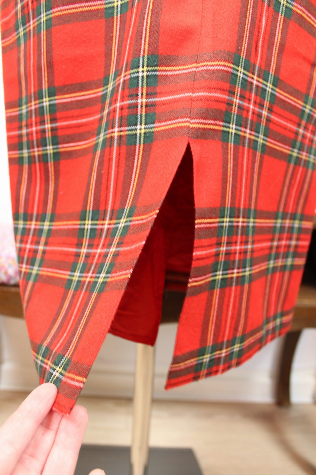 🌸🍒Jupe crayon vintage 90's tartan rouge esprit British chic🍒🌸