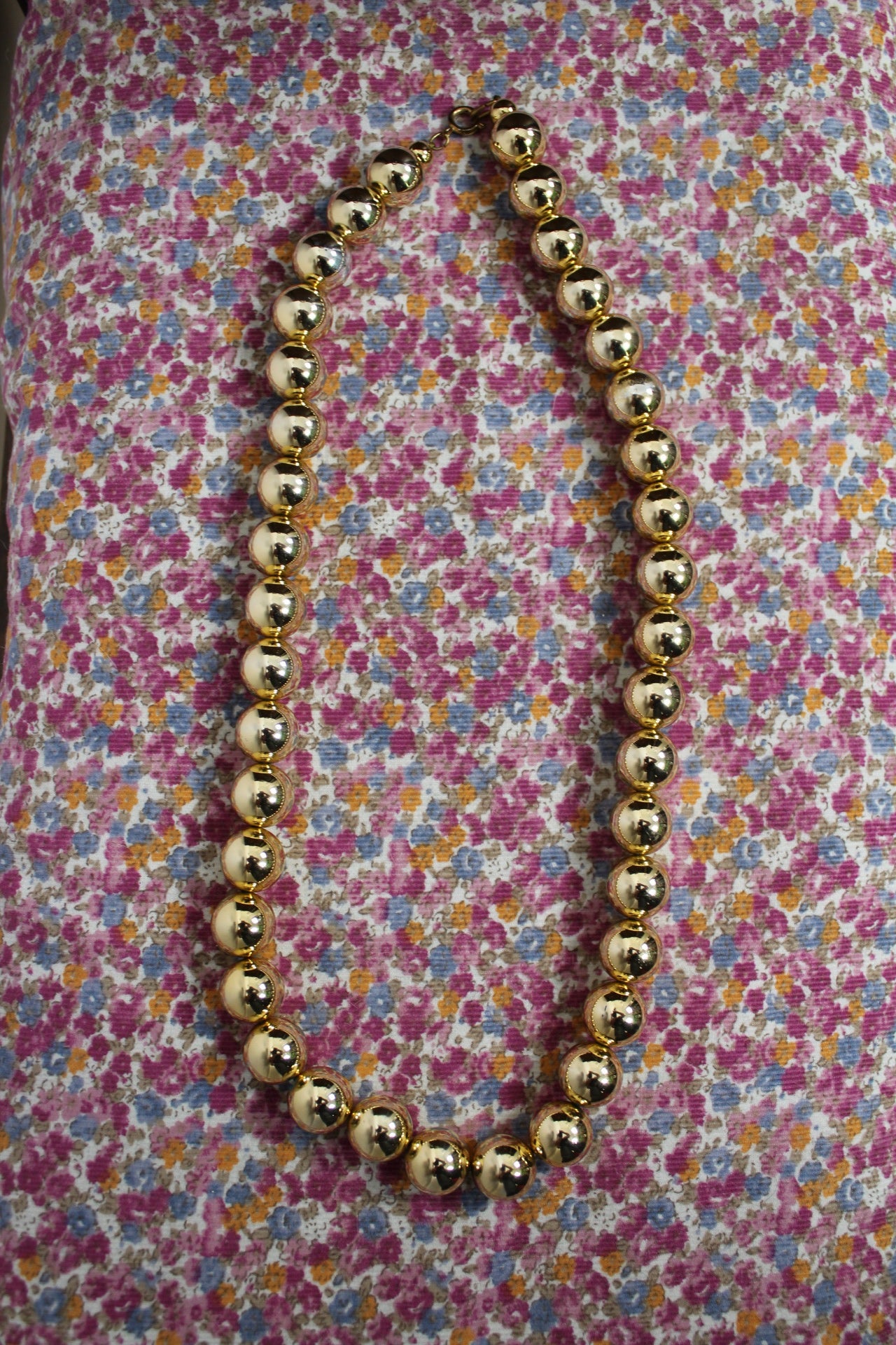 🌸🍒Collier vintage 80/90s perles rondes dorées chic 🍒🌸