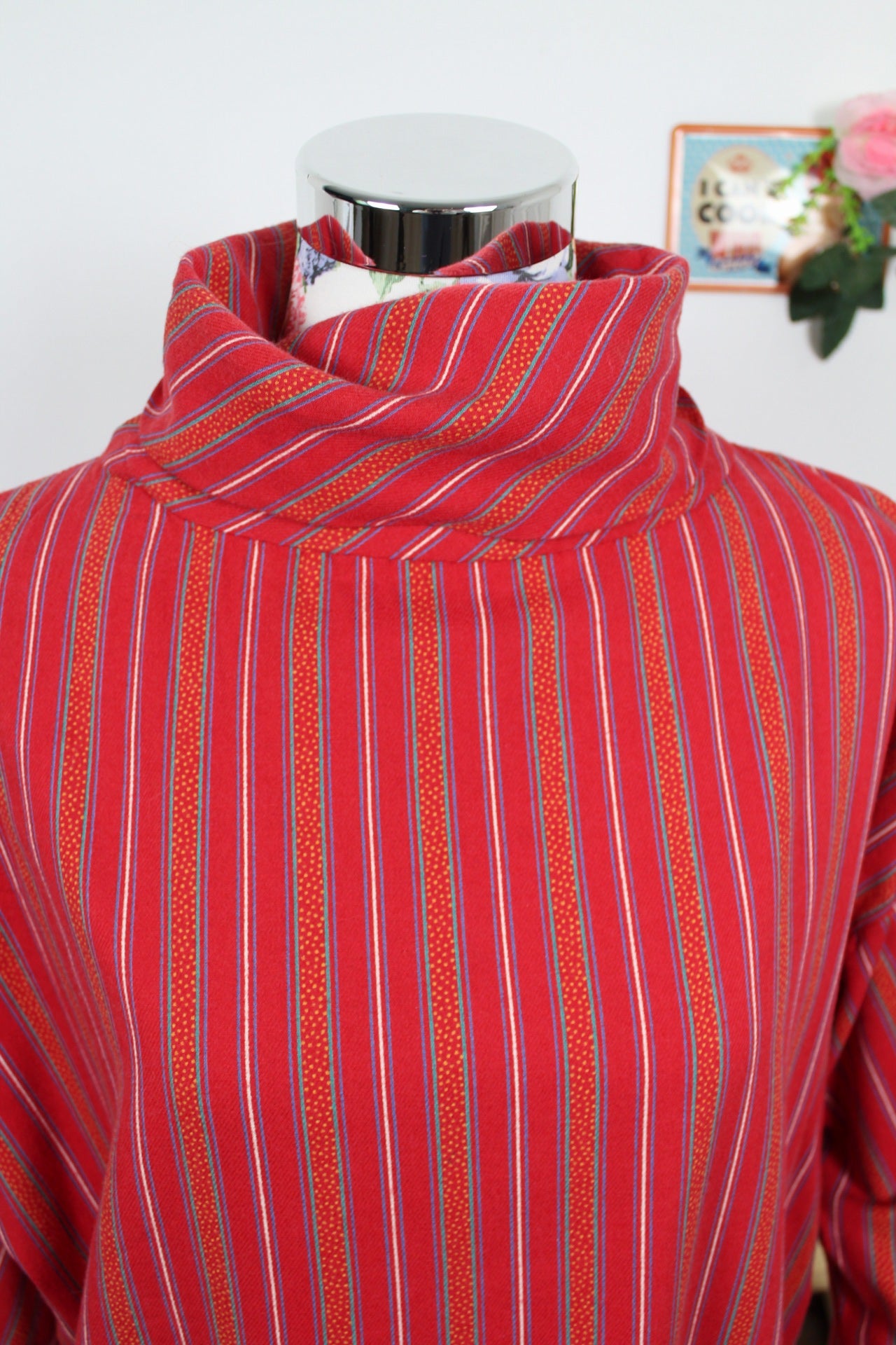 🌸🍒Robe d'hiver vintage 70s col roulé coton - esprit sweat fin - Taille 40 à 44🍒🌸