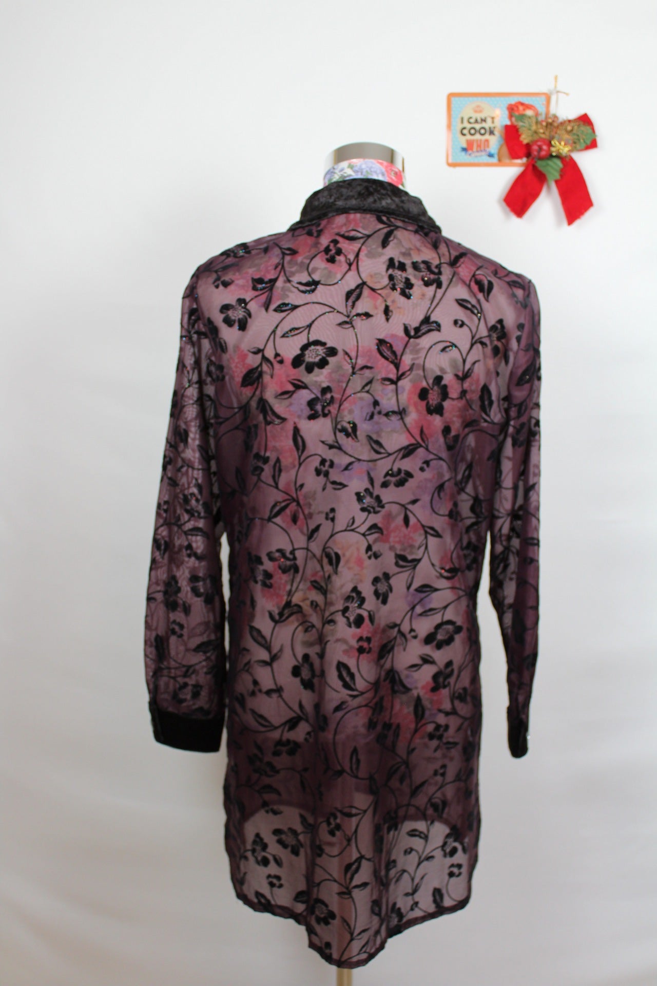 ✨Chemise vintage 90's violette velours & paillettes - élégance mystique✨