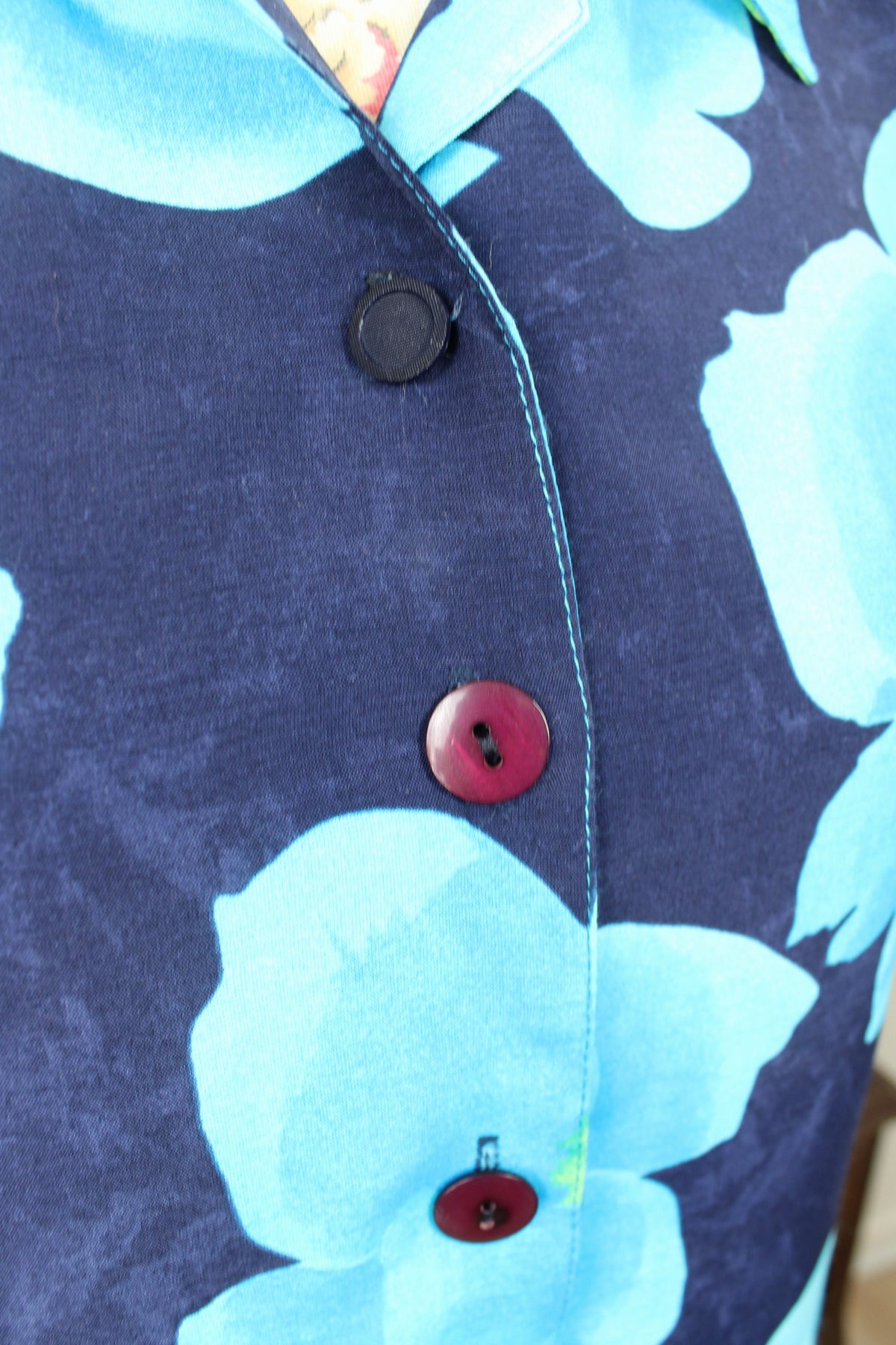 🌸🍒Robe chemise vintage années 90 fleurs XXL bleu ciel pep's - Taille 36🍒🌸