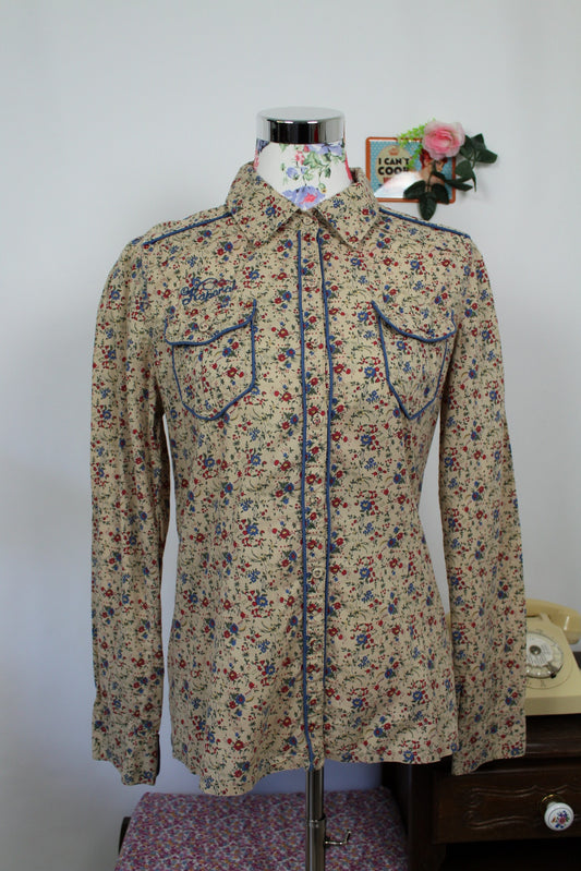🍒🌸Chemise Kaporal 2000's fleurie - style western chic - 100% coton - Taille 38🌸🍒