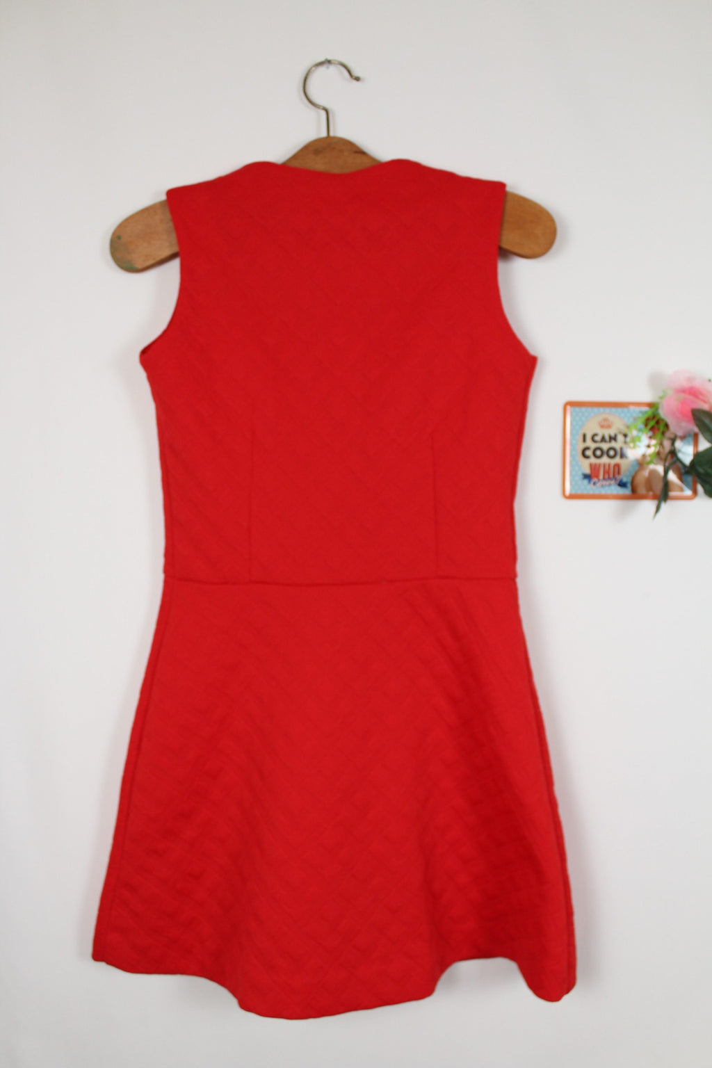 🌸🍒Robe vintage rouge années 60 coupe trapèze🍒🌸
