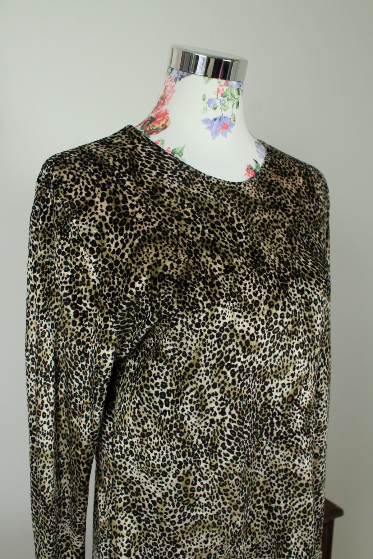 Blouse léopard vintage années 90 en velours - pin-up/rockabilly - Taille 38/40