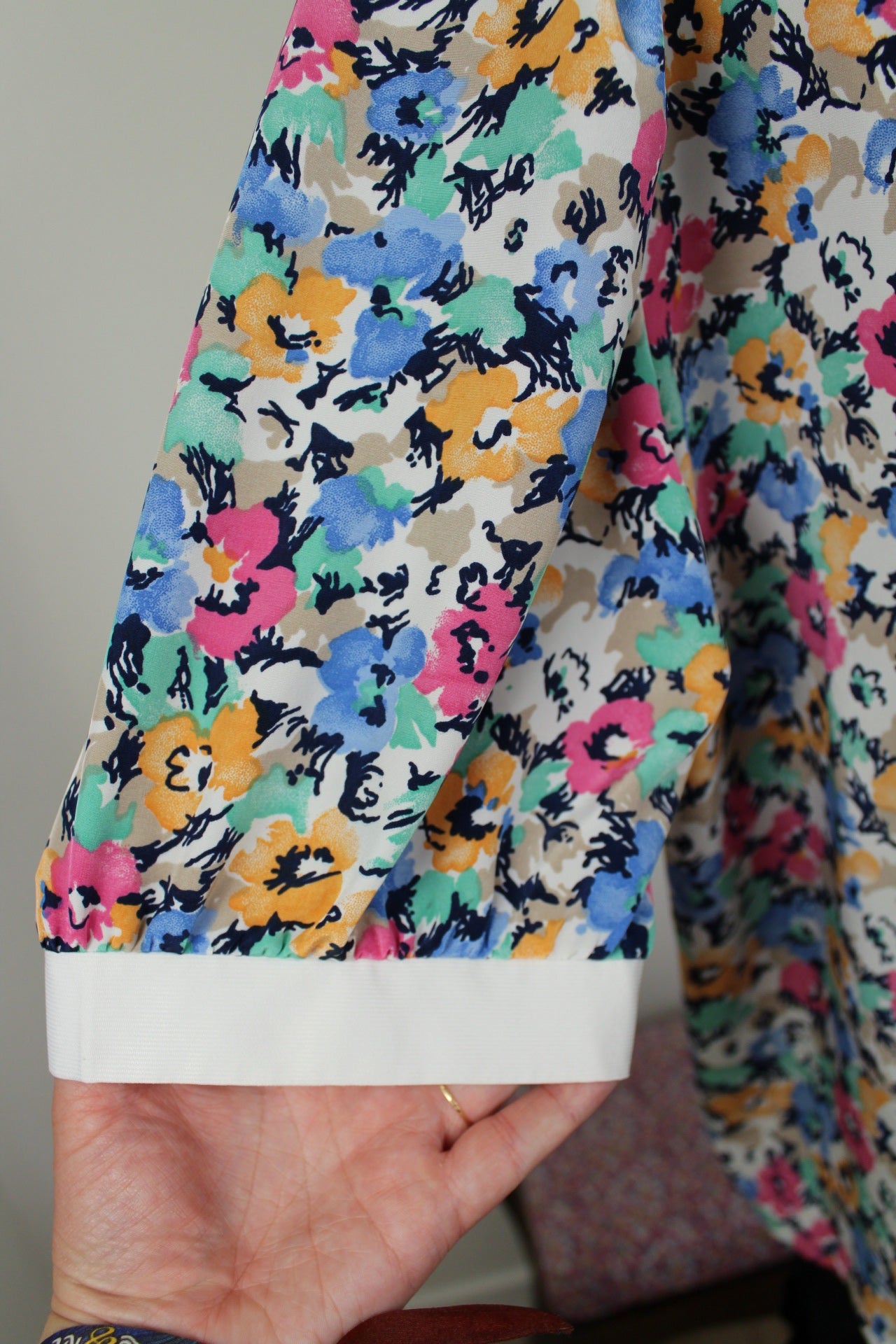 🍒🌸Chemisier vintage fleuri 70's à manches bouffantes - Maison du Jersey - Taille 42/44🌸🍒