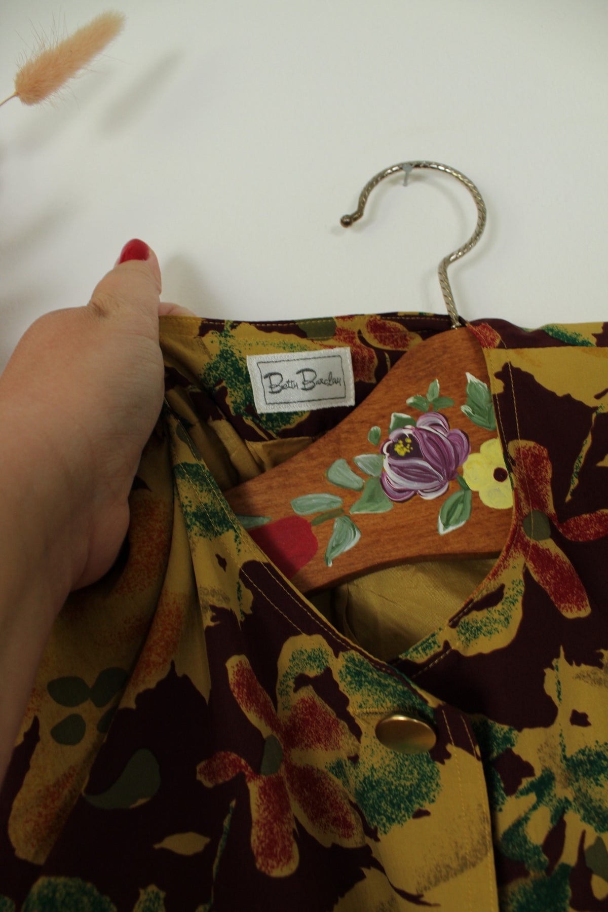 Blouse veste vintage années 80 fleurs d'automne - Betty Barclay Taille 40