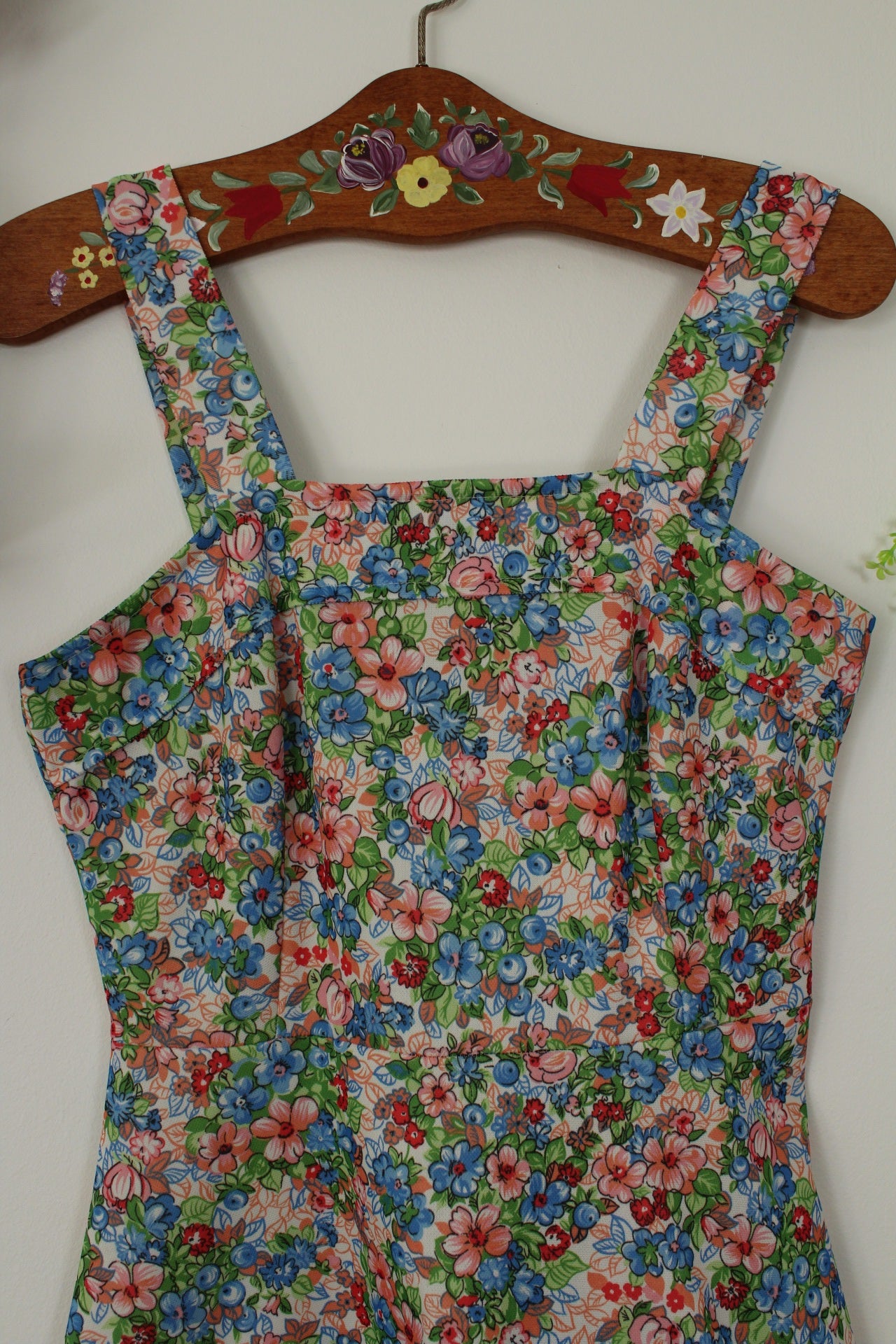 🌸🍒Robe vintage années 70 explosion de fleurs & petites myrtilles - coupe patineuse - Taille 36🍒🌸