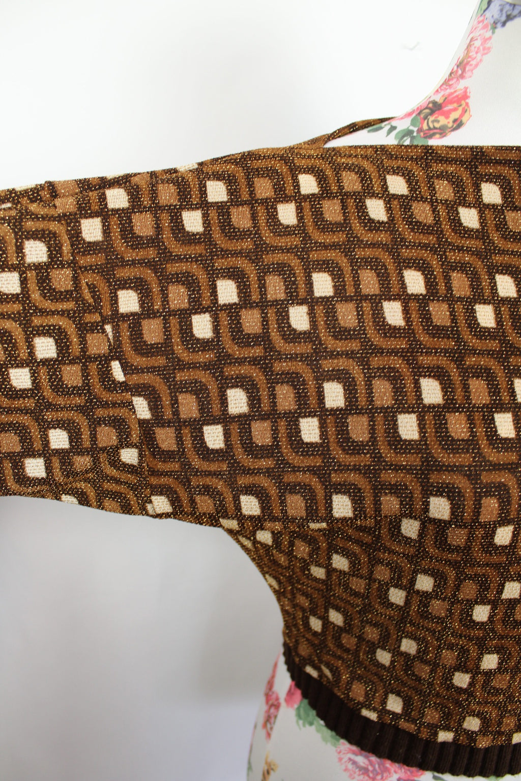 ✨Pull géométrique vintage 70's - couleurs chaudes & paillettes - pull de fêtes✨