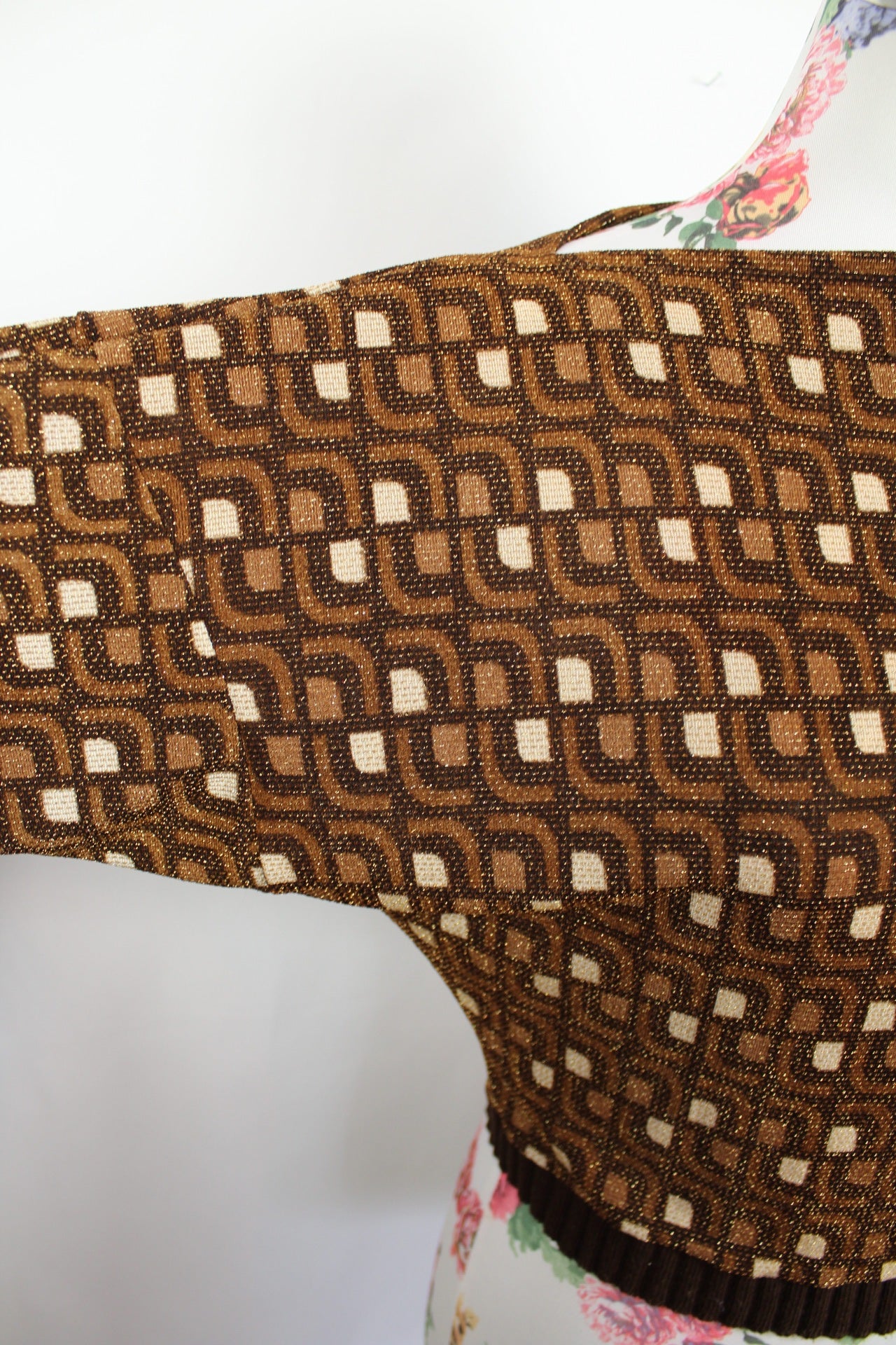 ✨Pull géométrique vintage 70's - couleurs chaudes & paillettes - pull de fêtes✨