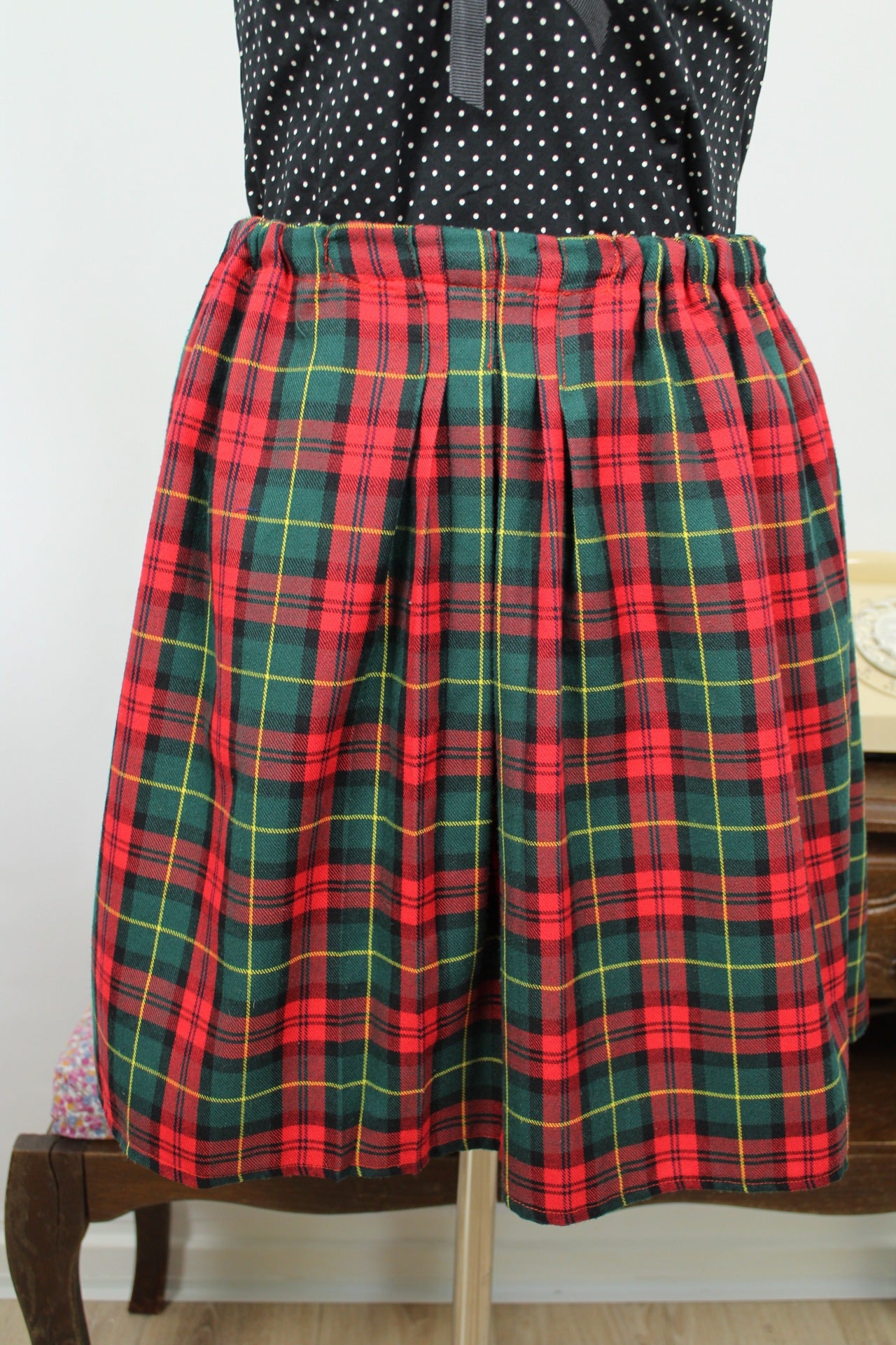 🌸🍒Jupe vintage 80/90s tartan rouge & vert inspiration écossaise - Taille 38 à 42🍒🌸