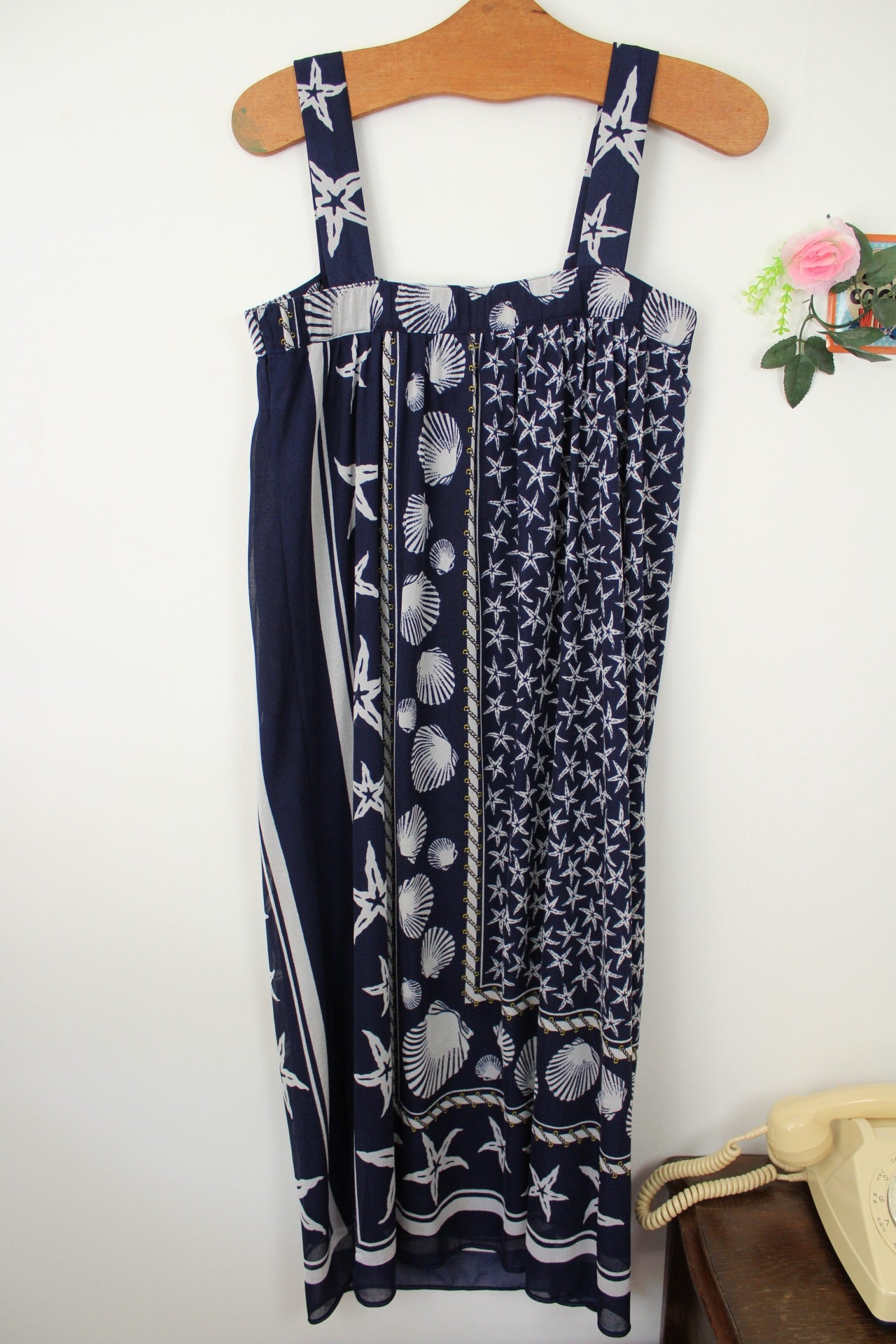 🌸🍒Robe vintage 80's imprimé marin coquillages - Navy vintage - Taille 36/38🍒🌸