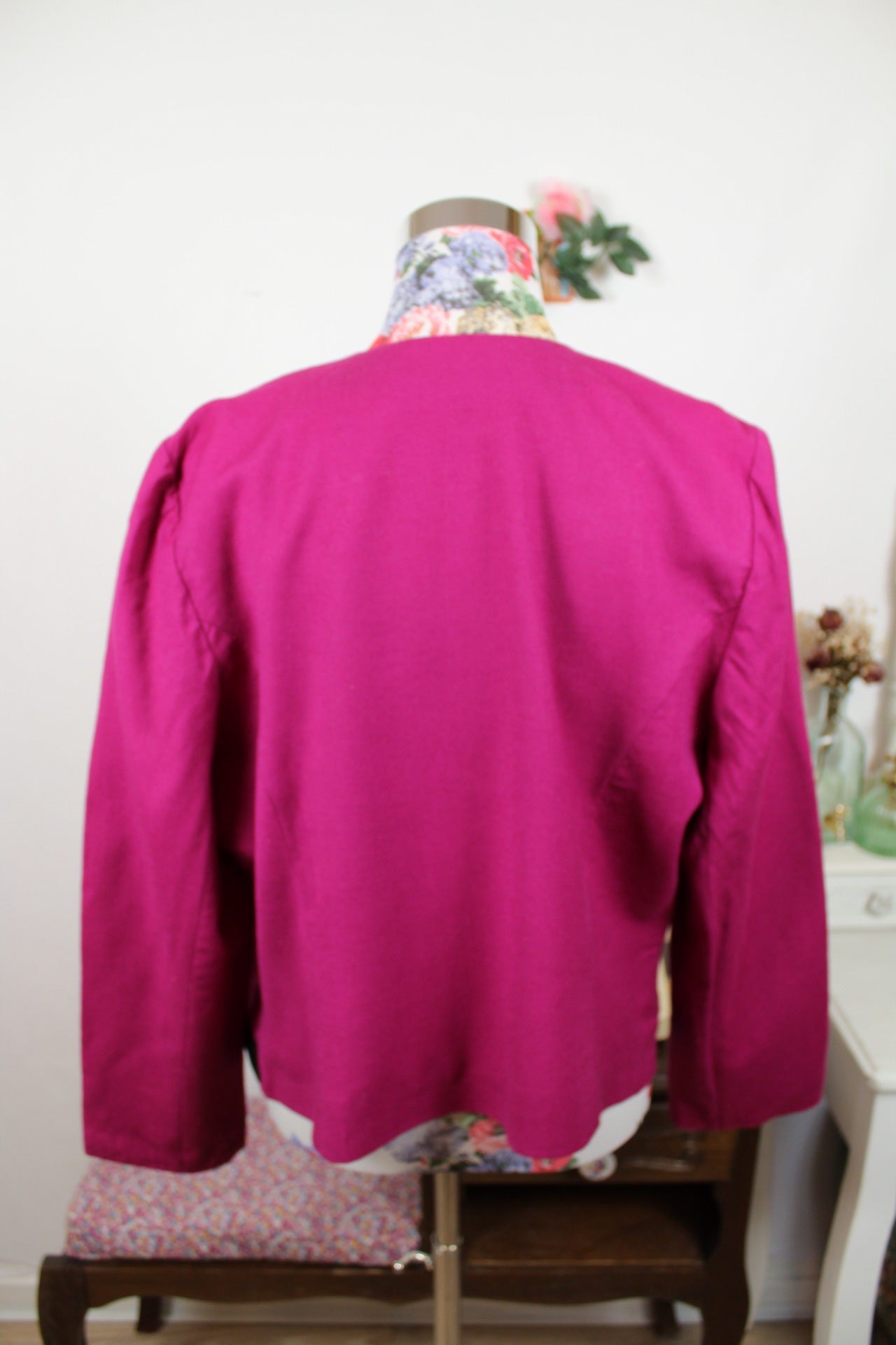 🌸🍒Veste vintage 80's pure laine woolmark fuchsia - made in France Coïncidence - Taille 38/40🍒🌸