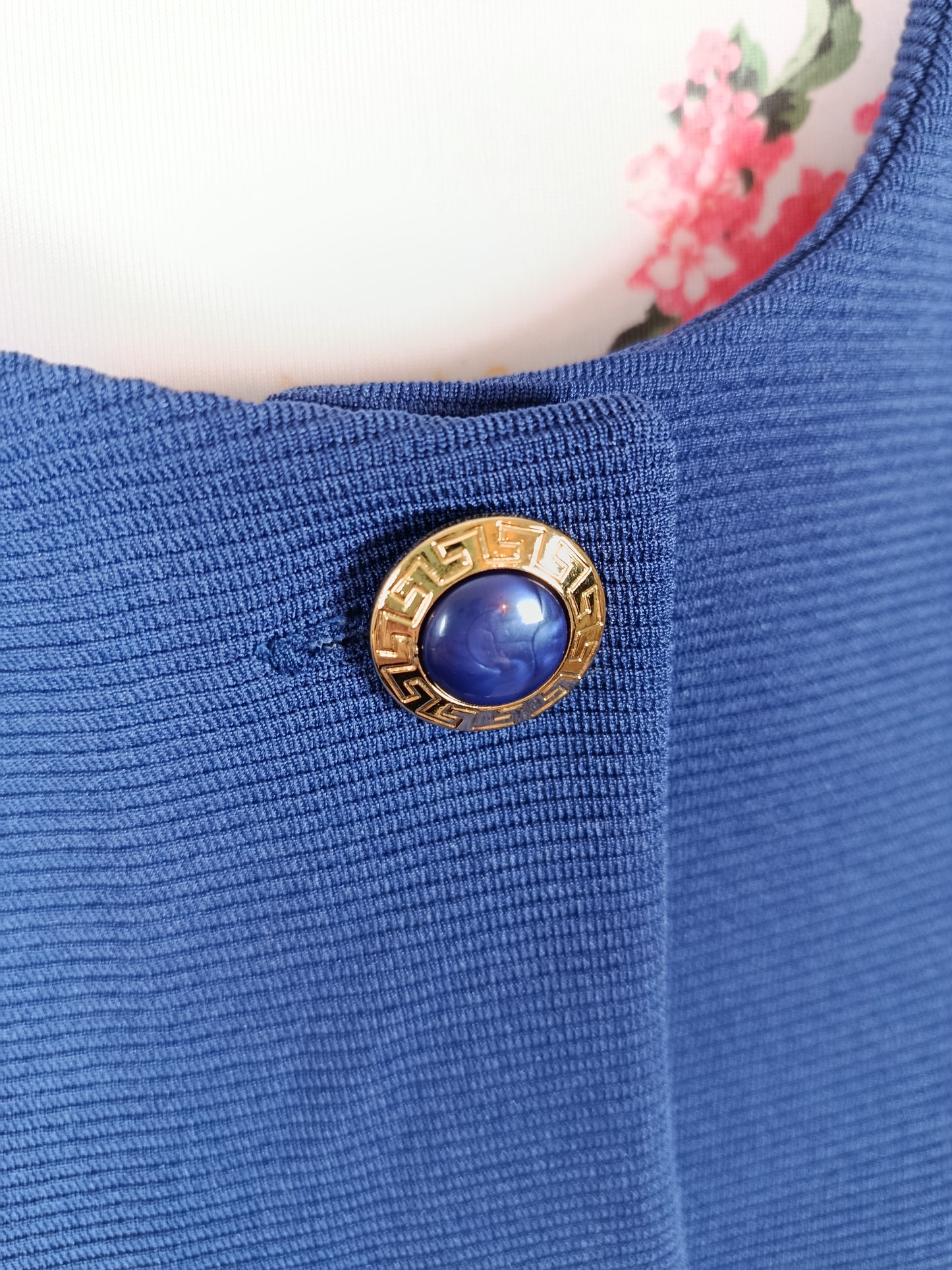 ✨Veste blazer vintage 80/90s - bleu roi à boutons bijoux chic✨