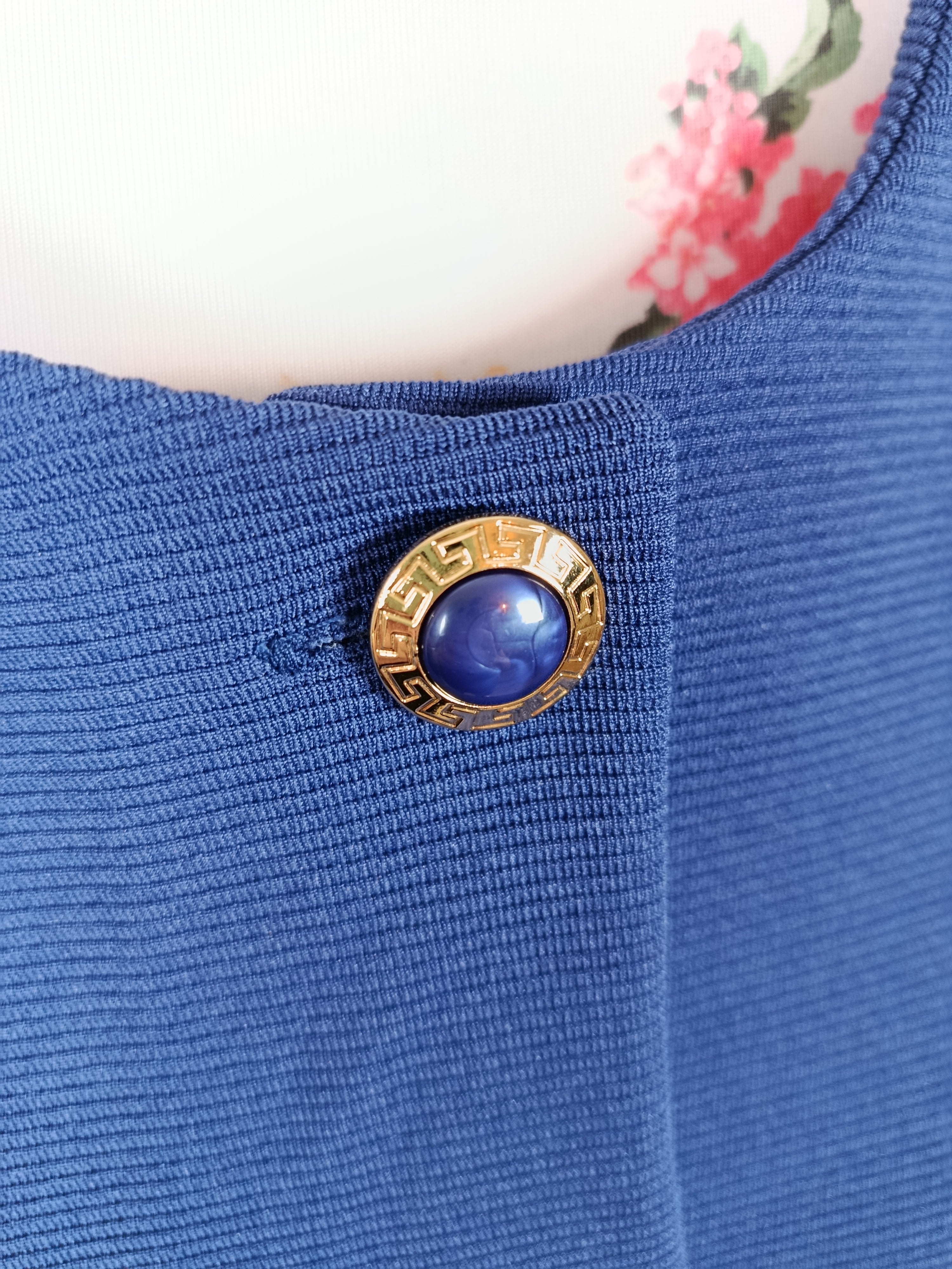 ✨Veste blazer vintage 80/90s - bleu roi à boutons bijoux chic✨