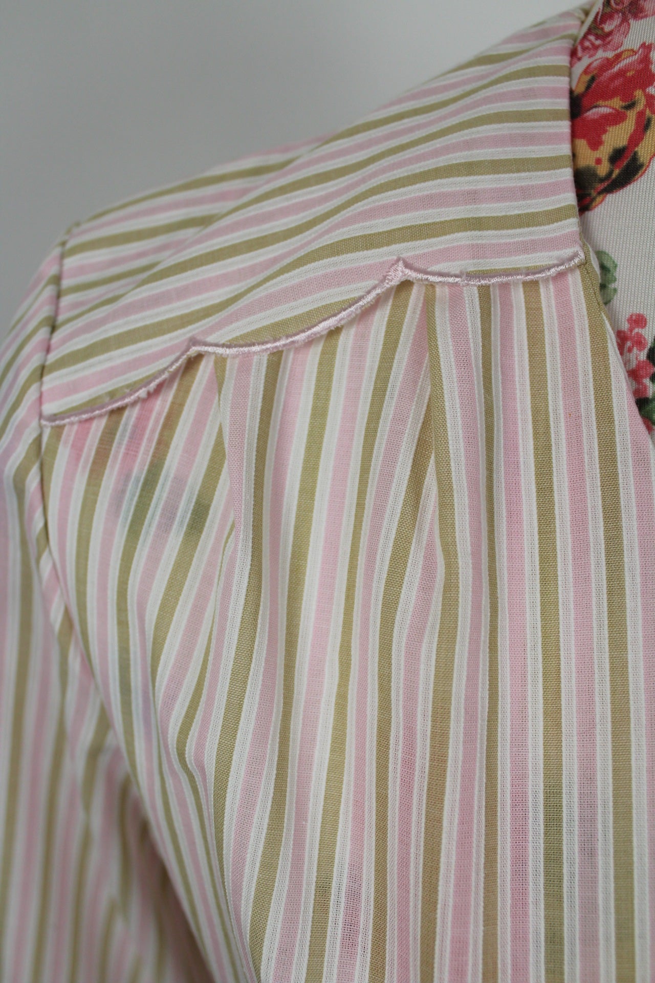 🌸🍒Robe d'intérieur vintage 70's cocooning rayée Magaline - Taille 38 🍒🌸