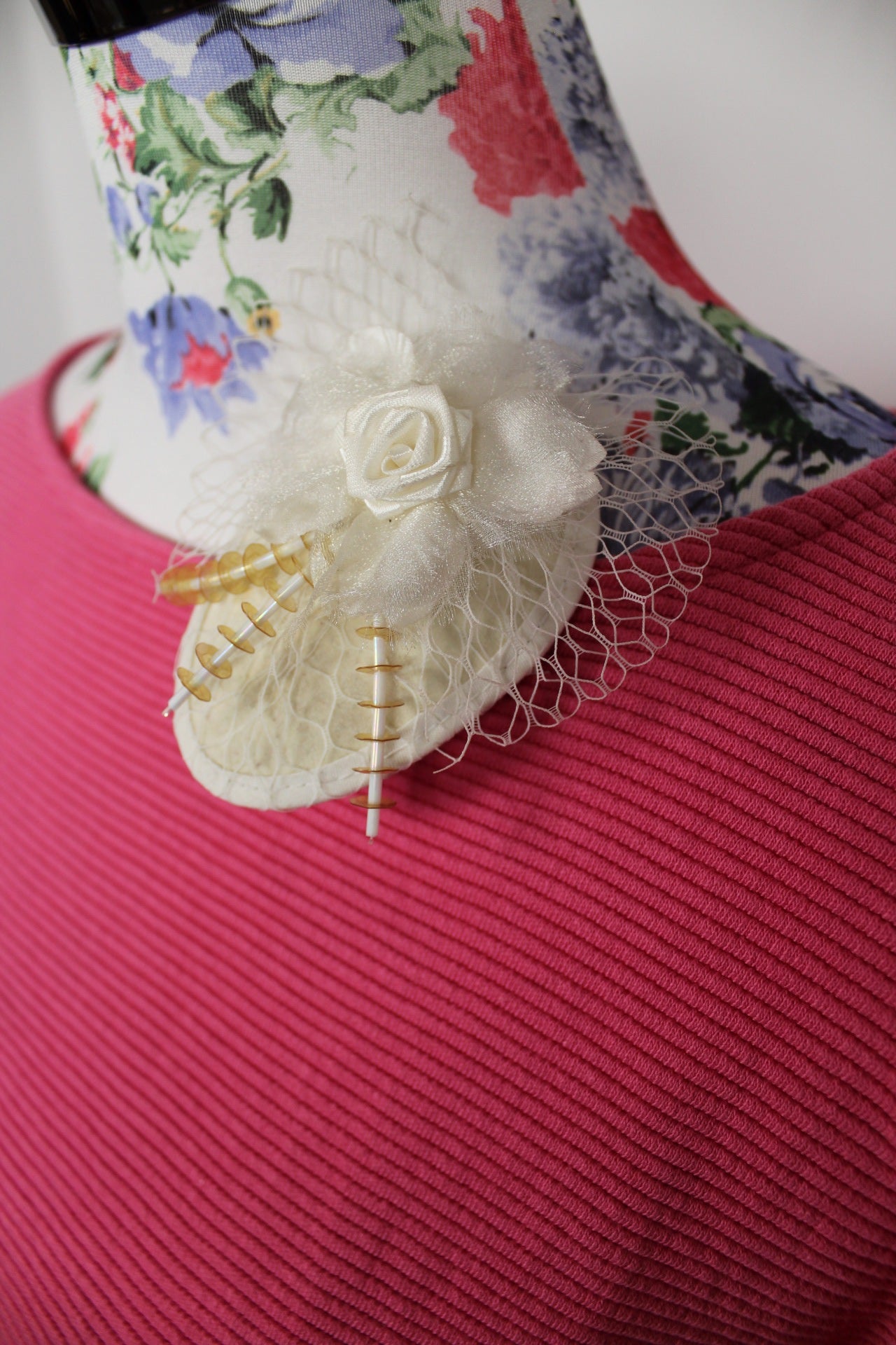 🌸🍒Pince bibi cheveux vintage 50/60's blanc ivoire à violette - esprit pin-up 🍒🌸