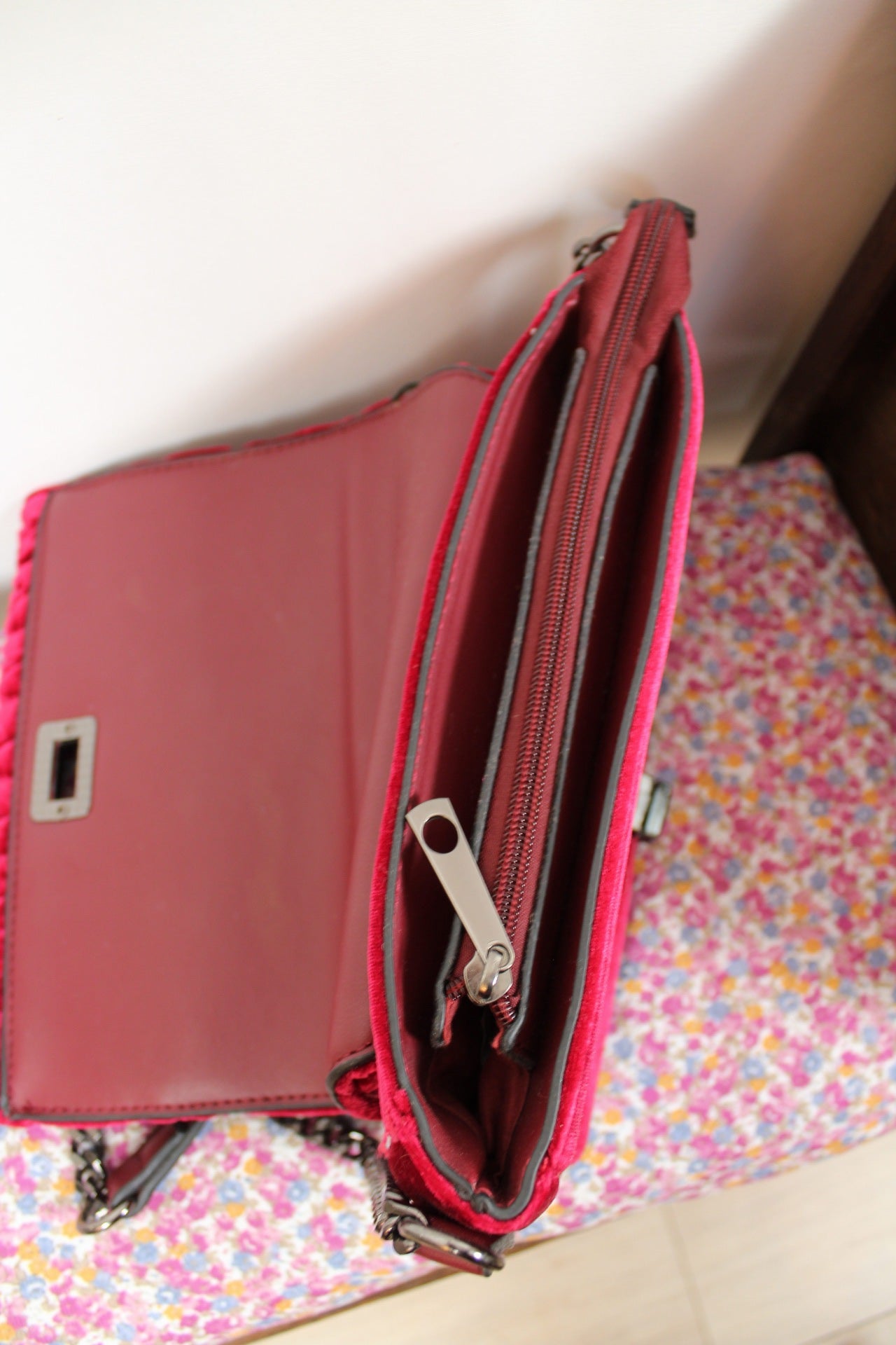 🎄Sac de soirée velours framboise - perles & strass🎄