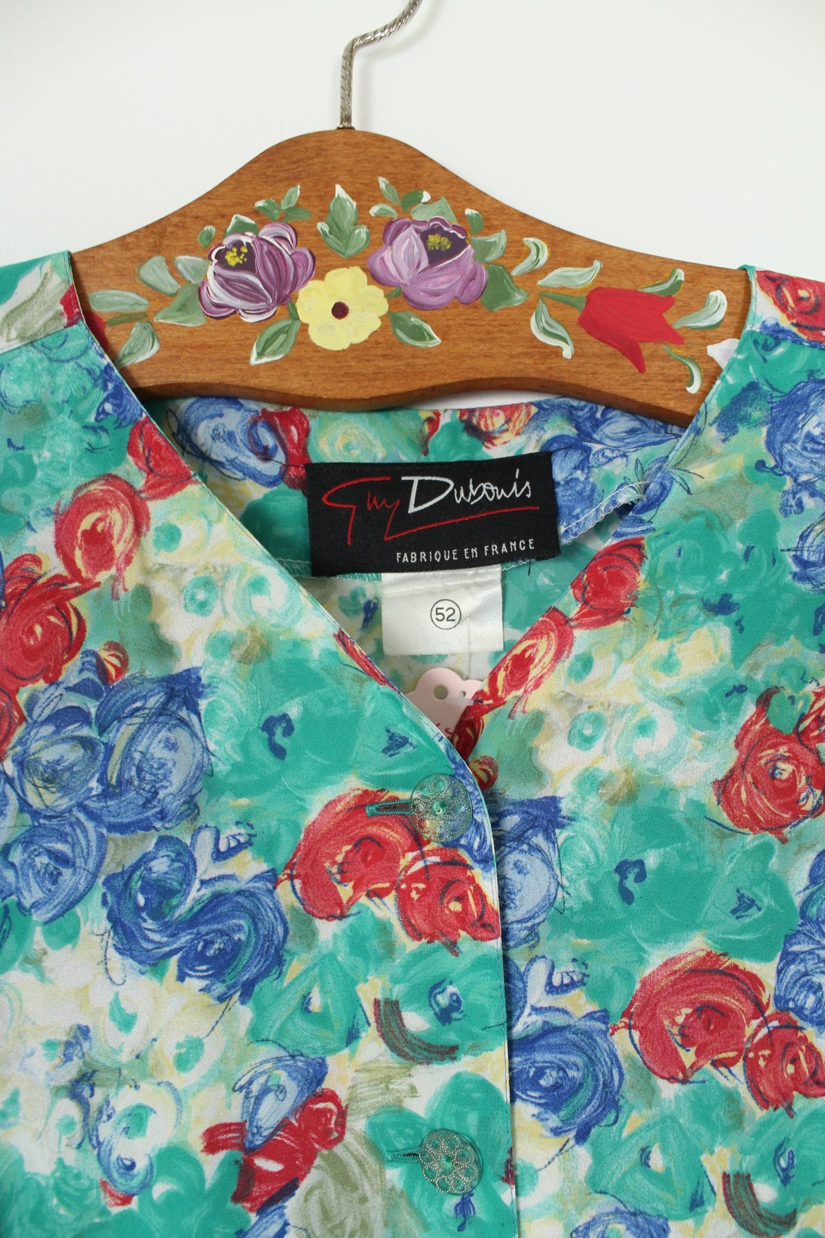 Robe vintage années 80 imprimée de roses abstraites - taille 48