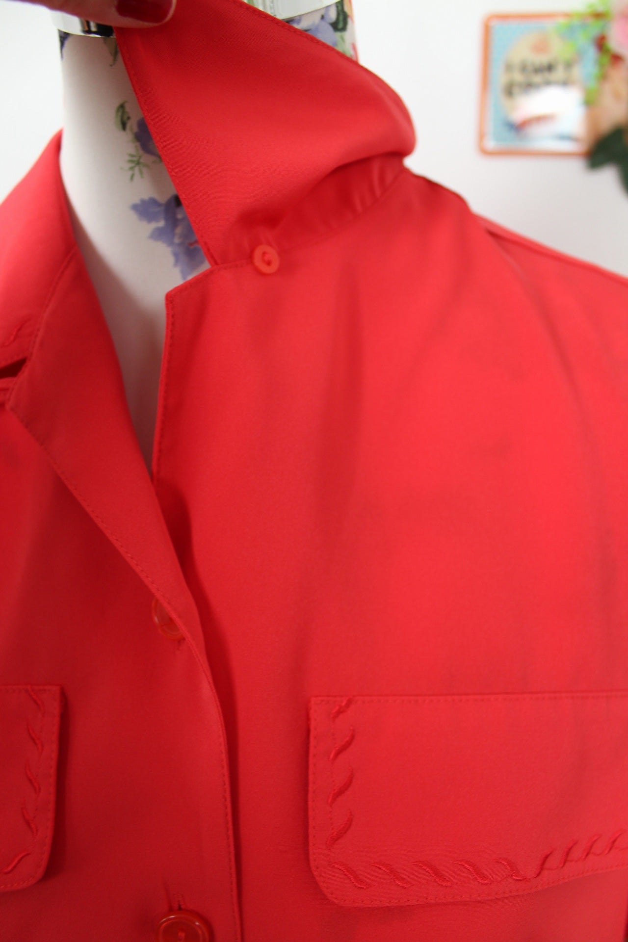 🍒🌸Chemise vintage 90's rouge clair éclatant - Taille 38/40🌸🍒