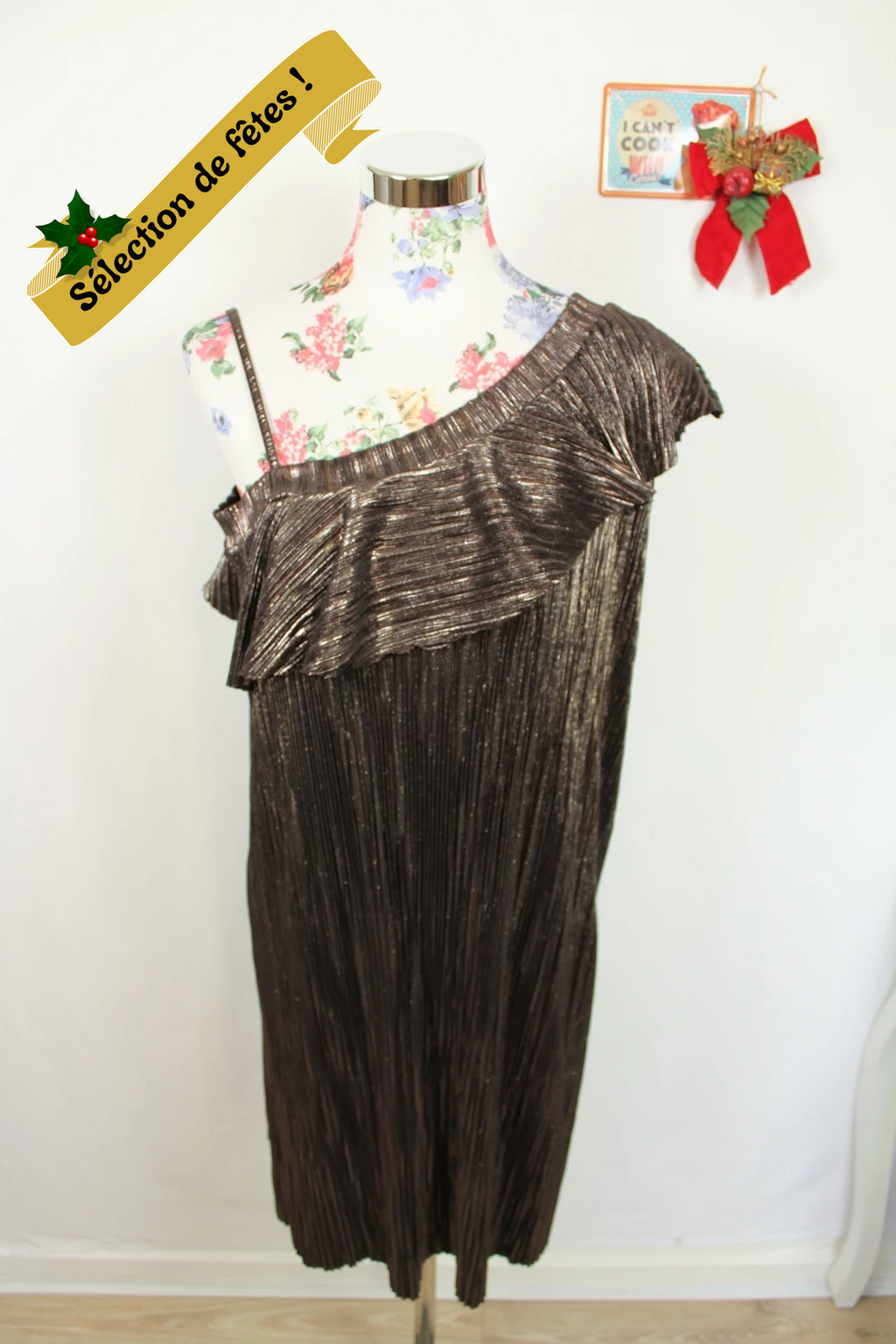 ✨Robe de soirée plissée bronze asymétrique - Promod✨