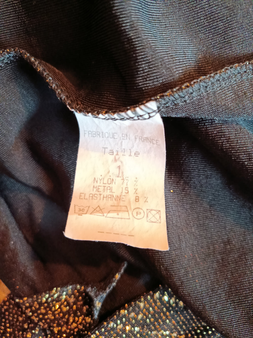 ✨Blouse noire vintage 90s Catwalk Paris - longue & pailletée dorée de soirée✨
