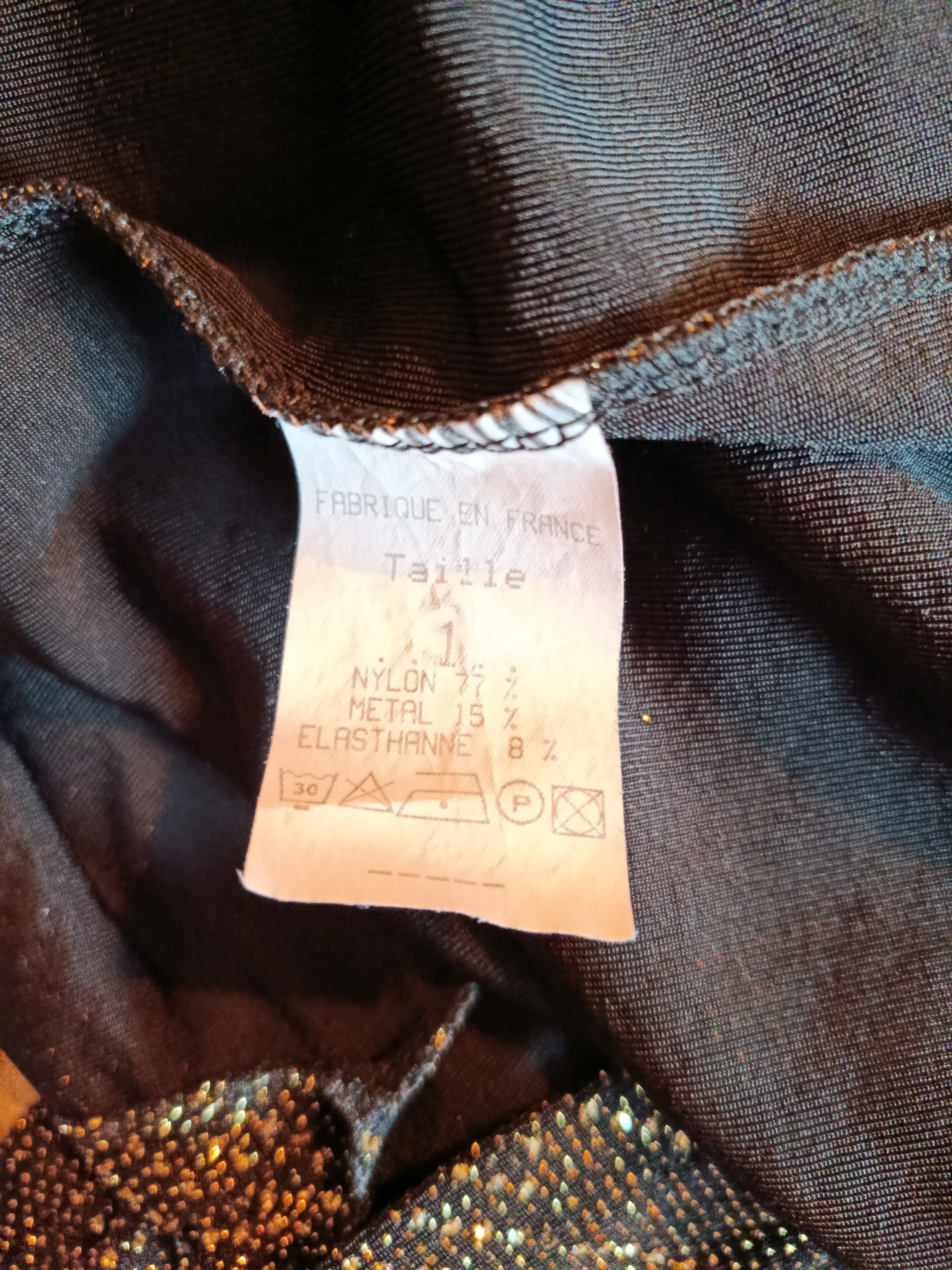 ✨Blouse noire vintage 90s Catwalk Paris - longue & pailletée dorée de soirée✨