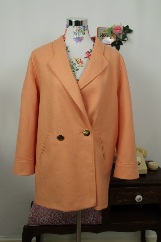 🌸🍒Veste vintage 80/90s pure laine Woolmark - couleur pastel pêche - Taille 40/42🍒🌸