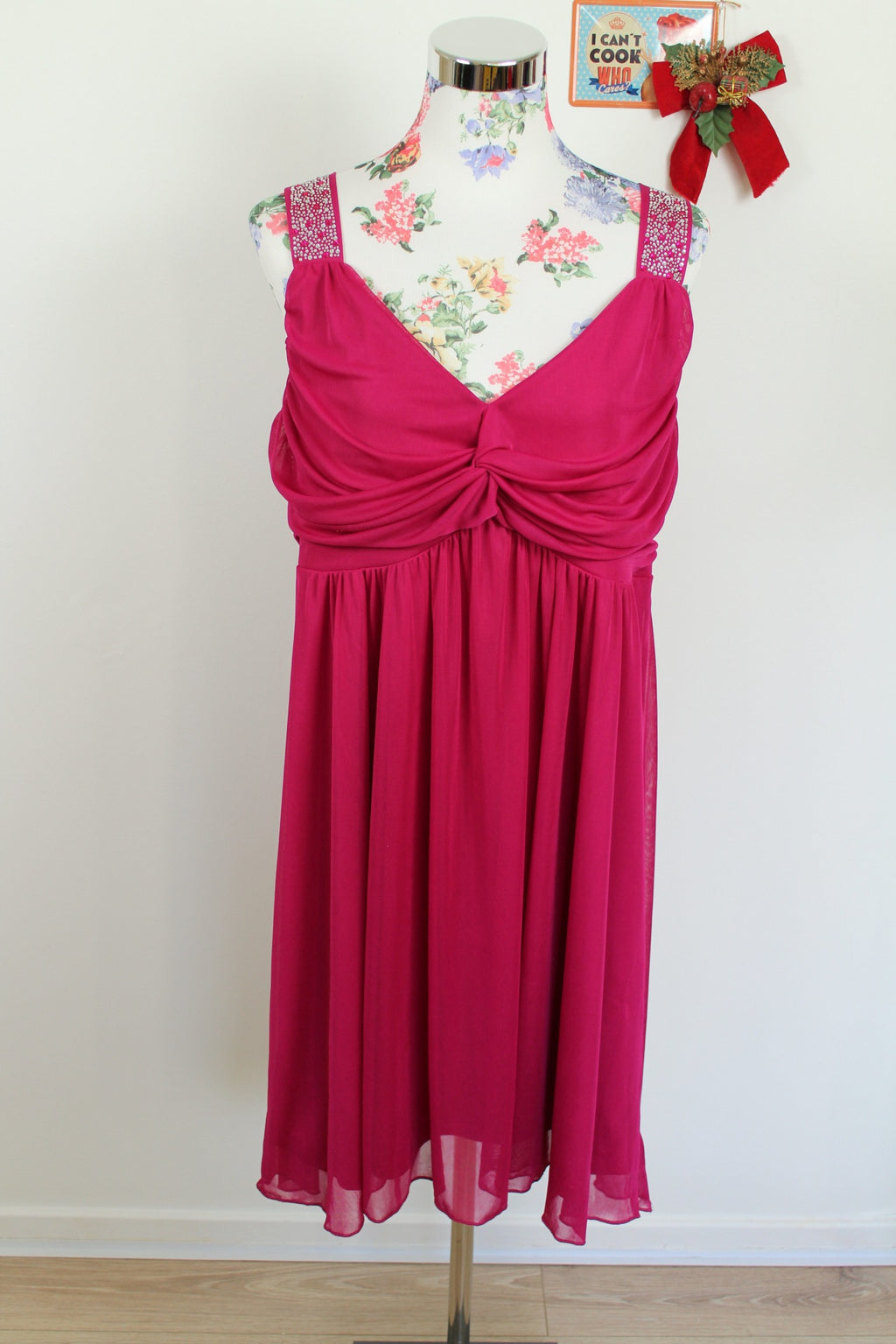 ✨Robe fuchsia Bodyflirt en voile doublé et strass - fêtes & soirées✨