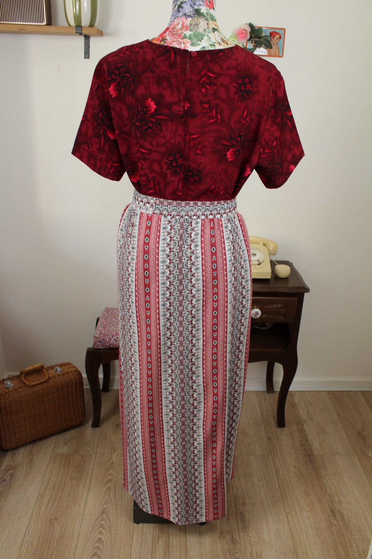 Jupe longue rétro pasiley & motifs bohème années 2000 - Taille 36/38
