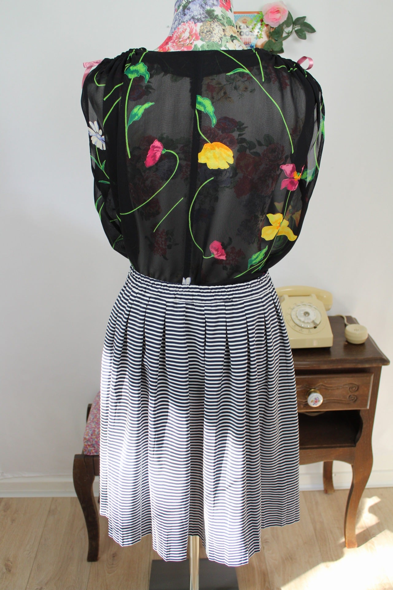 🌸🍒Jupe vintage 90's esprit Navy rayée marine & blanc - Taille 38 à 42🍒🌸