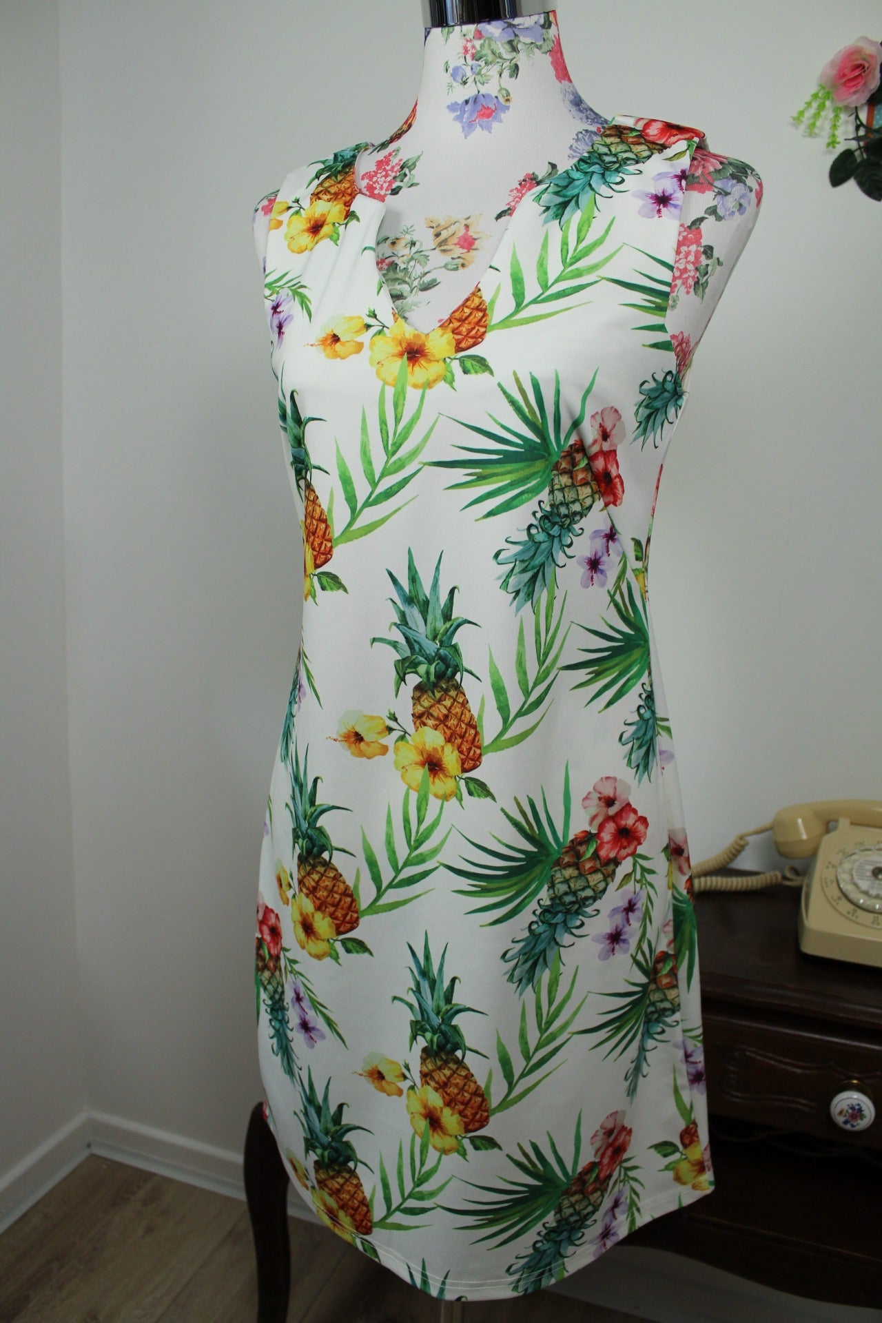 🌸🍒Robe tropicale Molly Bracken Ananas & fleurs des îles - Taille 36🍒🌸