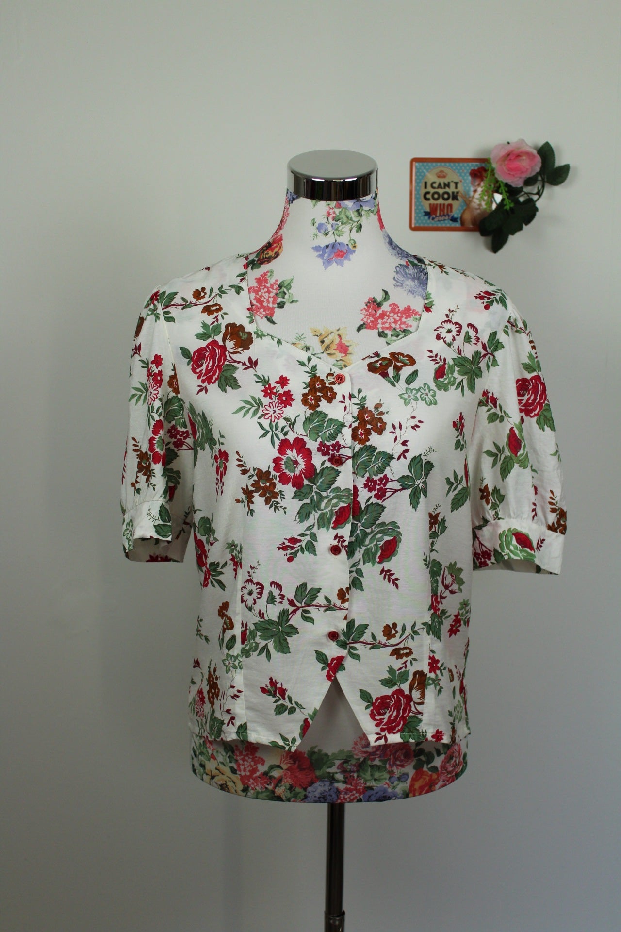 🌸Blouse fleurie vintage 80's - manches bouffantes romantiques🍒