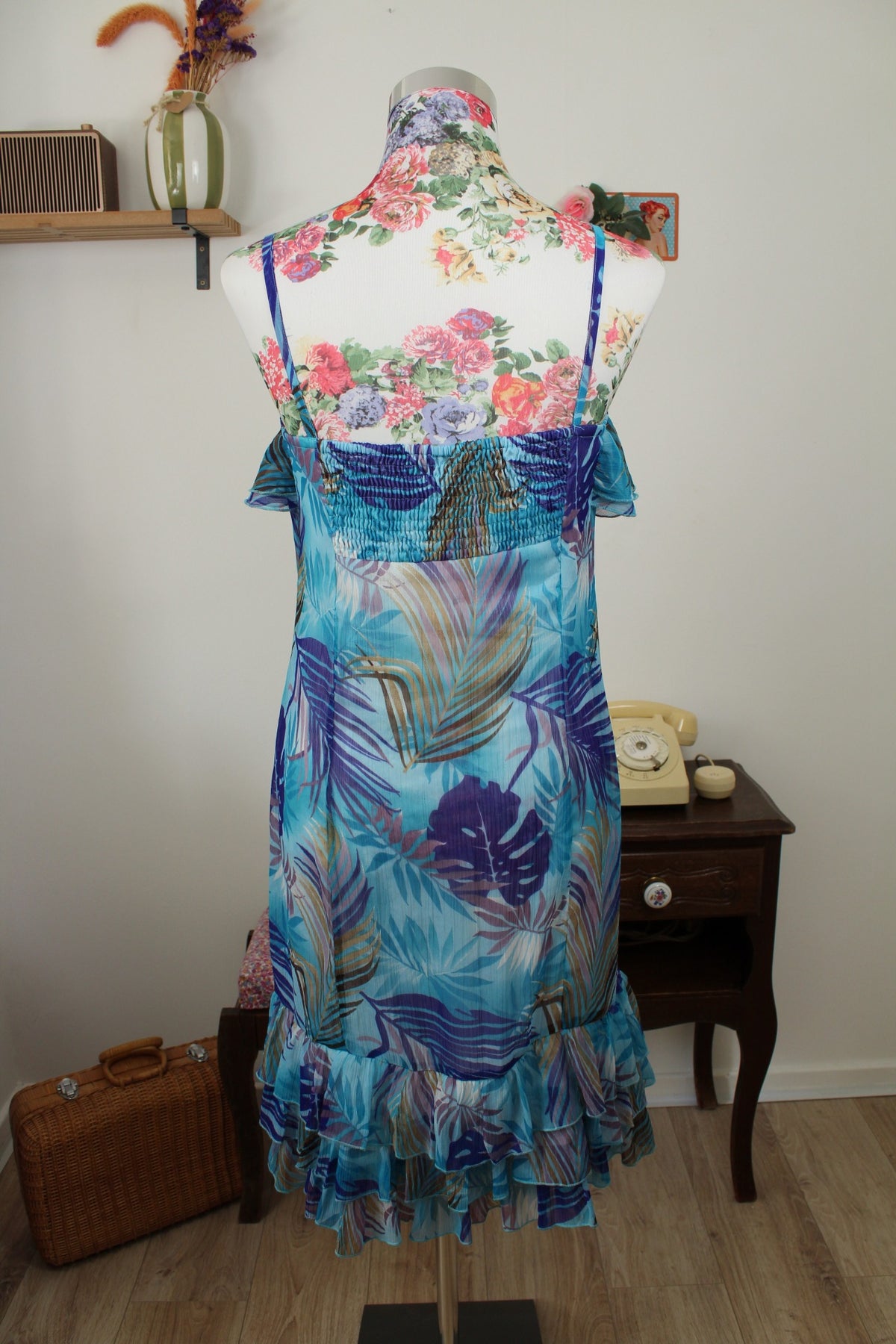 🌸🍒Robe vintage années 90 esprit tropicale & volants - Taille 38🍒🌸
