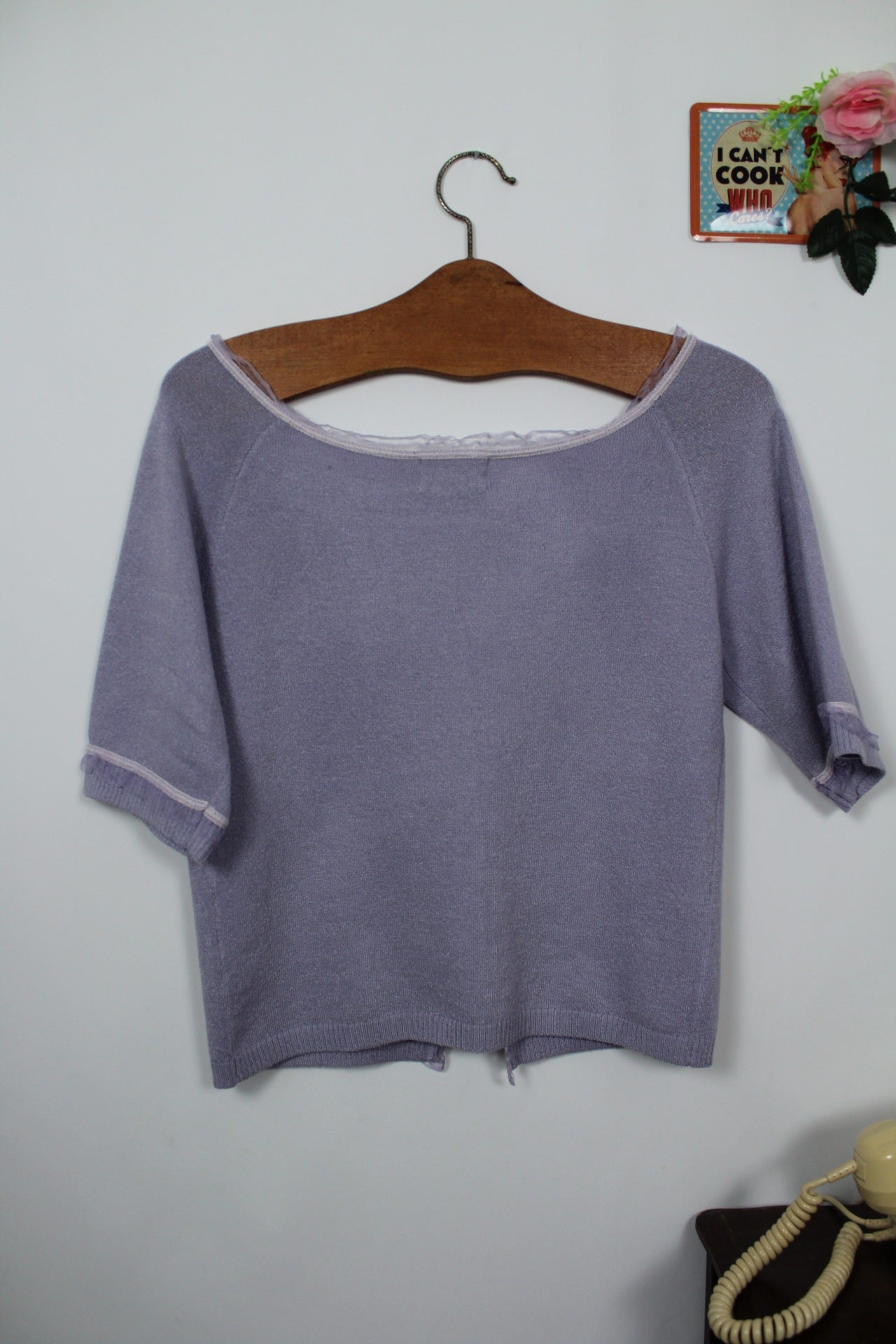 🍒🌸Cardigan Y2k 2000s Morgan - lilas à volants romantiques - Taille 36🌸🍒